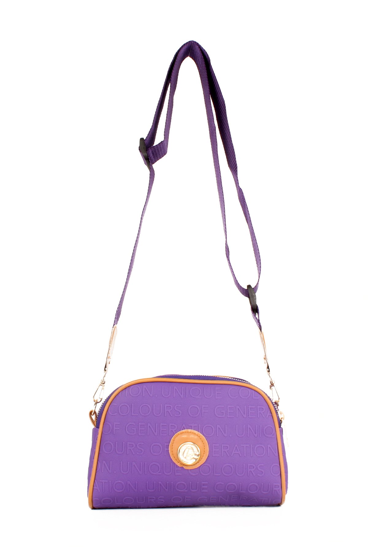 LWE20607-SyhTalhaLuwwe Bag'sKadın İki Bölmeli Yazı Detaylı Kolon Askılı Omuz Çantası (20607)