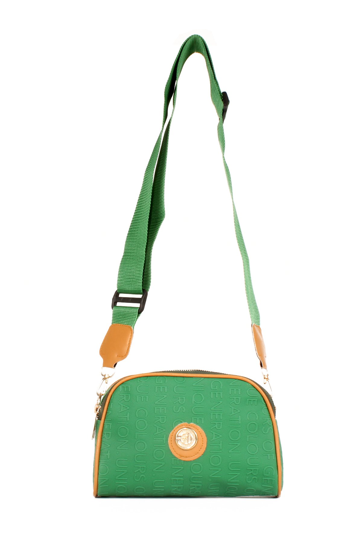 LWE20607-SyhTalhaLuwwe Bag'sKadın İki Bölmeli Yazı Detaylı Kolon Askılı Omuz Çantası (20607)