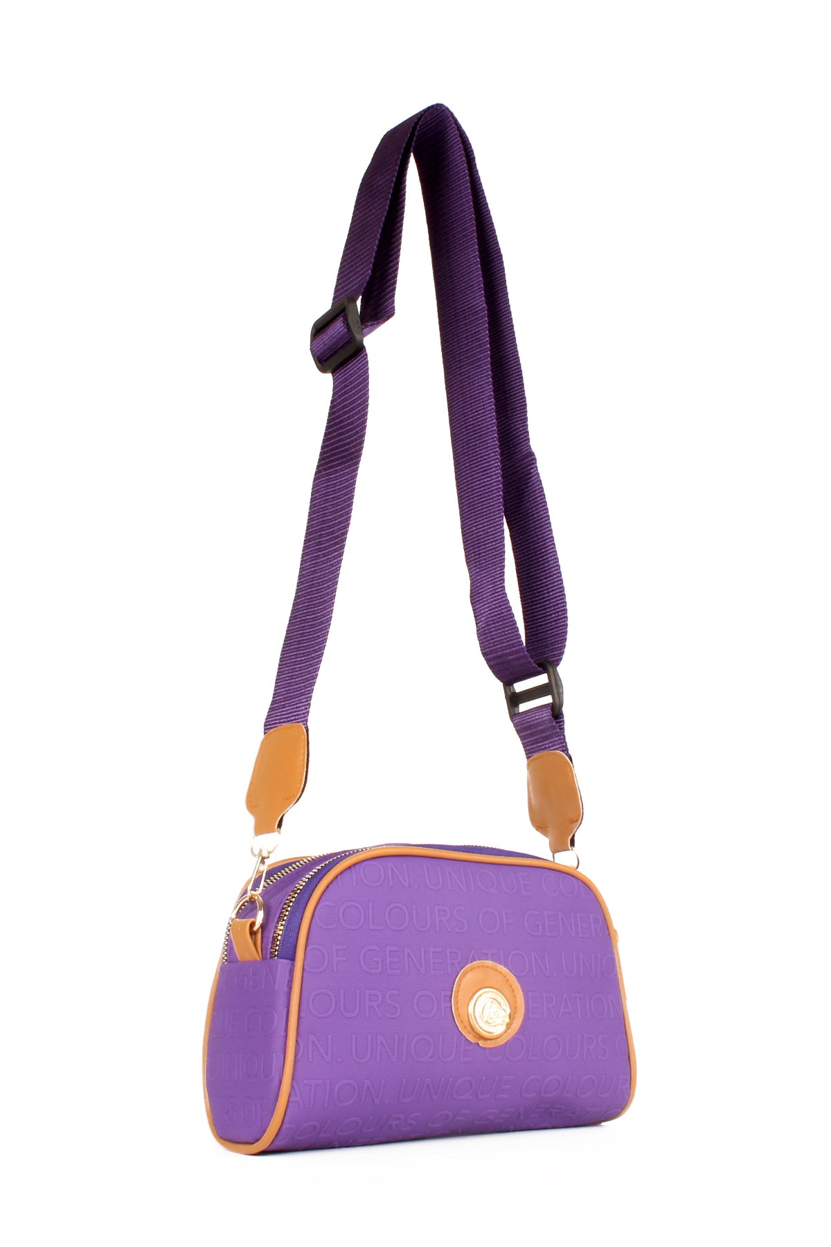 LWE20607-SyhTalhaLuwwe Bag'sKadın İki Bölmeli Yazı Detaylı Kolon Askılı Omuz Çantası (20607)