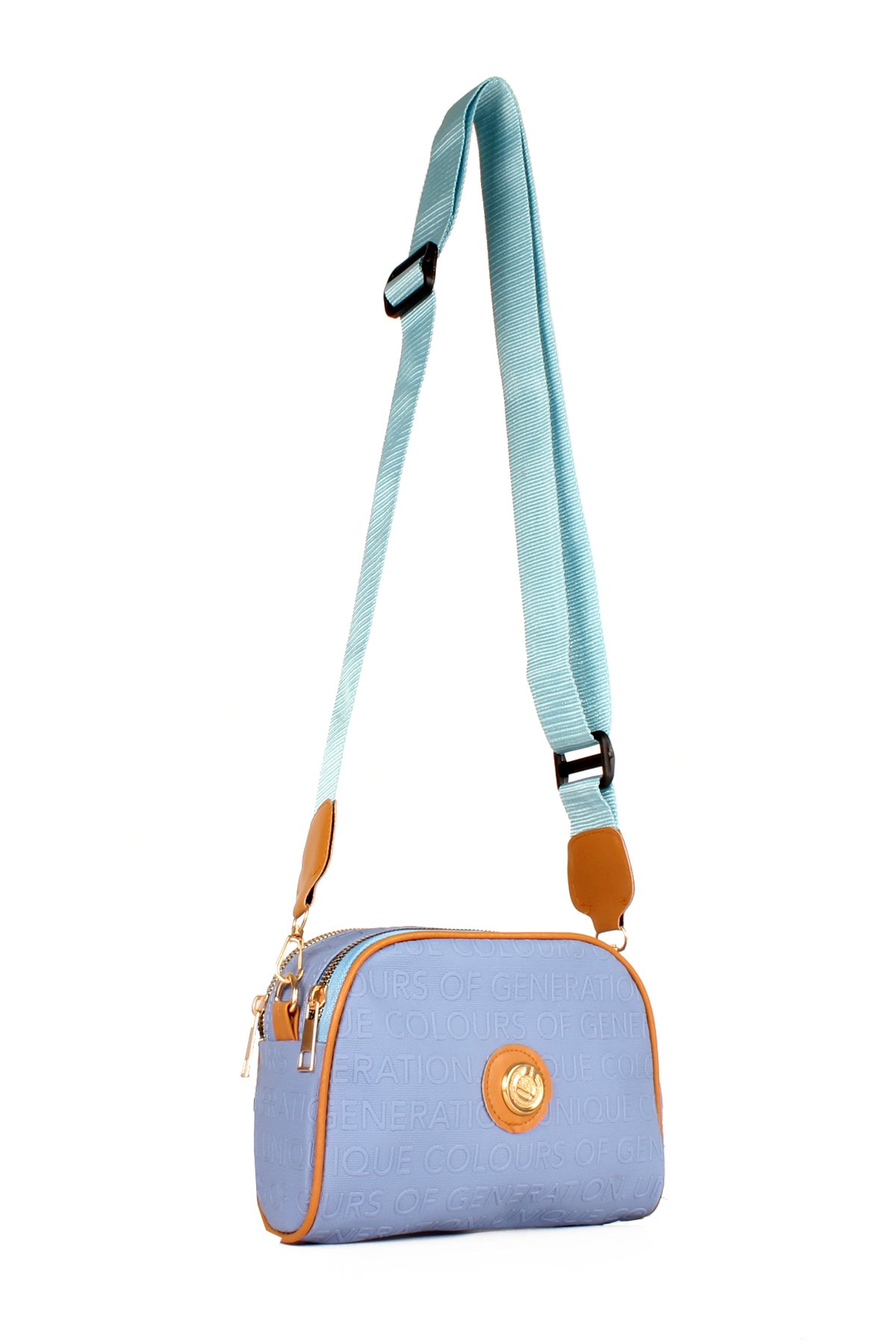 LWE20607-SyhTalhaLuwwe Bag'sKadın İki Bölmeli Yazı Detaylı Kolon Askılı Omuz Çantası (20607)