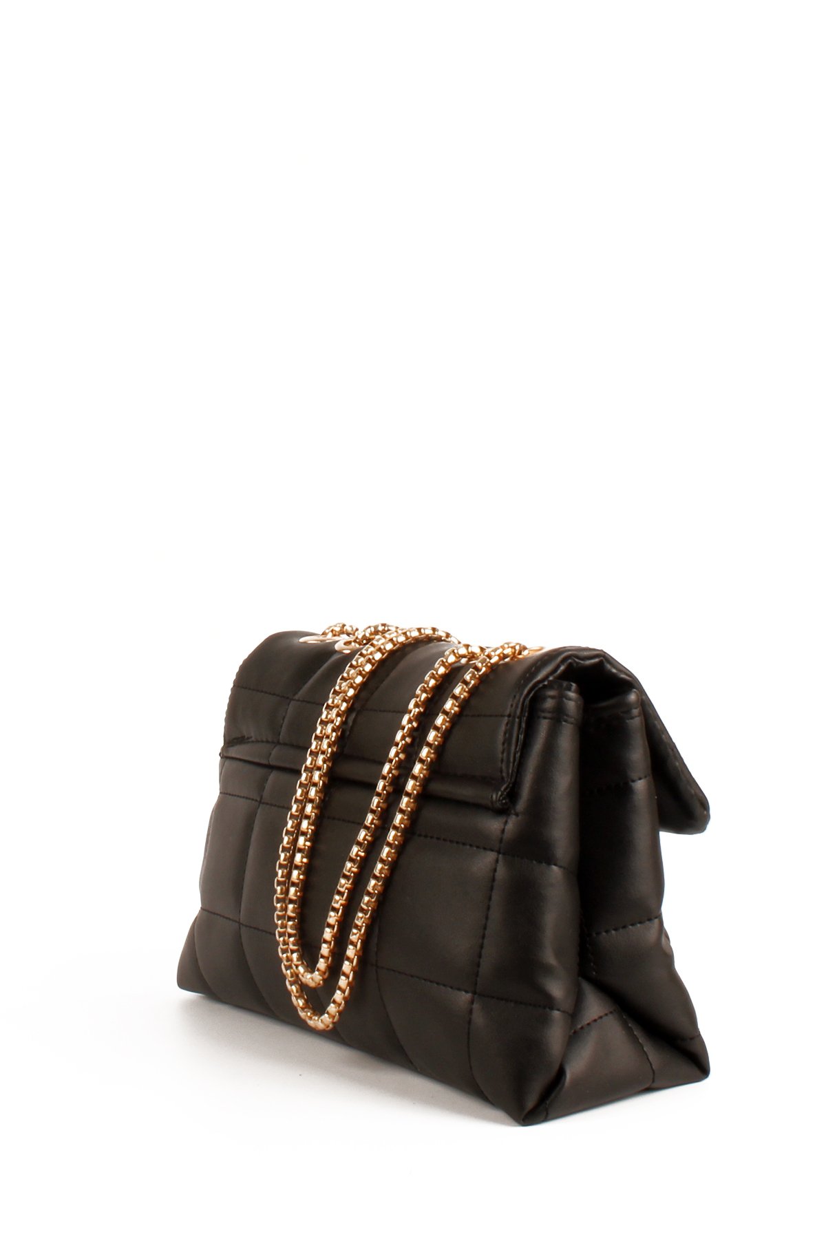 LWE10674-SyhTalhaLuwwe Bag'sKadın İki Bölmeli Zincir Askılı Broşlu Kapak Kapitoneli Yumuşak Doku Omuz Çantası (10674)