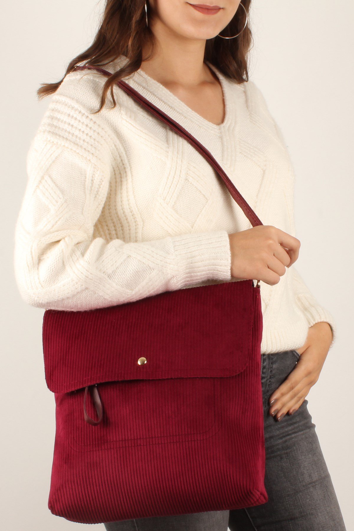 LWE20334-SLuwweLuwwe Bag'sKadın Kadife Postacı Çanta