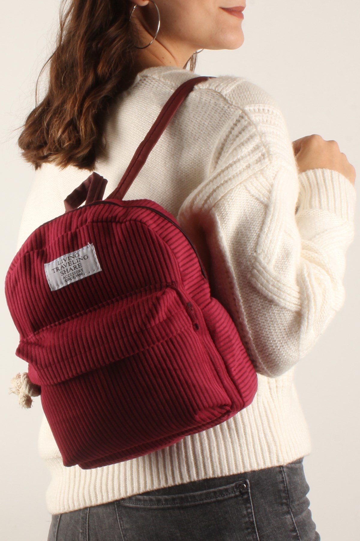 LWE20335-SLuwweLuwwe Bag'sKadın Kadife Sırt Çantası