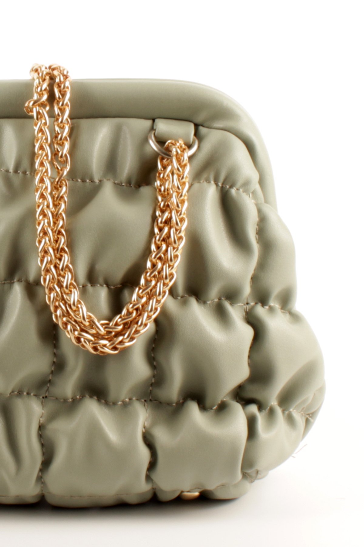 LWE10759-MintYTalhaLuwwe Bag'sKadın Kalın Zincir Askılı Burslu Kırışık Kapitoneli Omuz ve Abiye Çanta (10759)