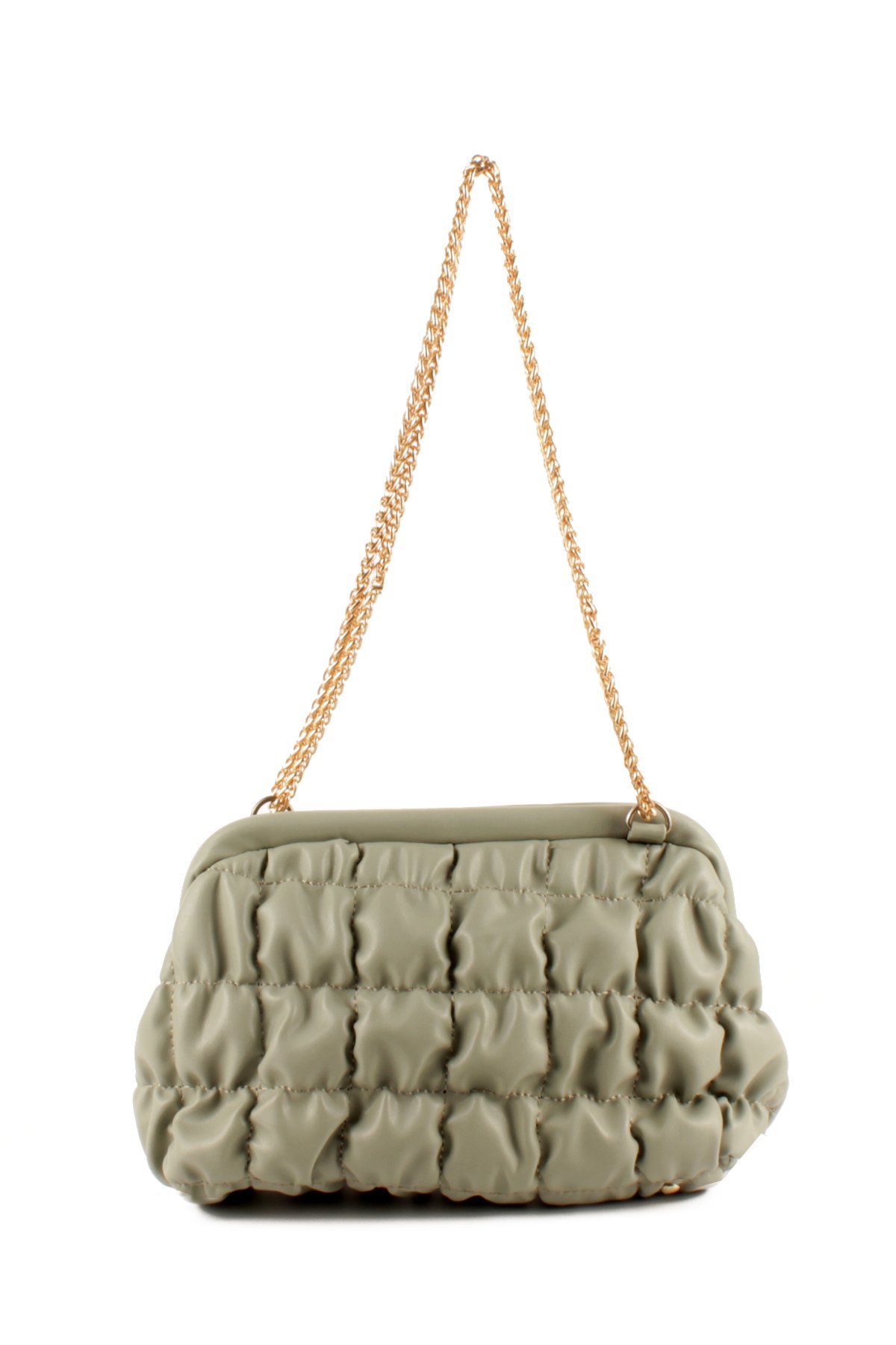 LWE10759-MintYTalhaLuwwe Bag'sKadın Kalın Zincir Askılı Burslu Kırışık Kapitoneli Omuz ve Abiye Çanta (10759)