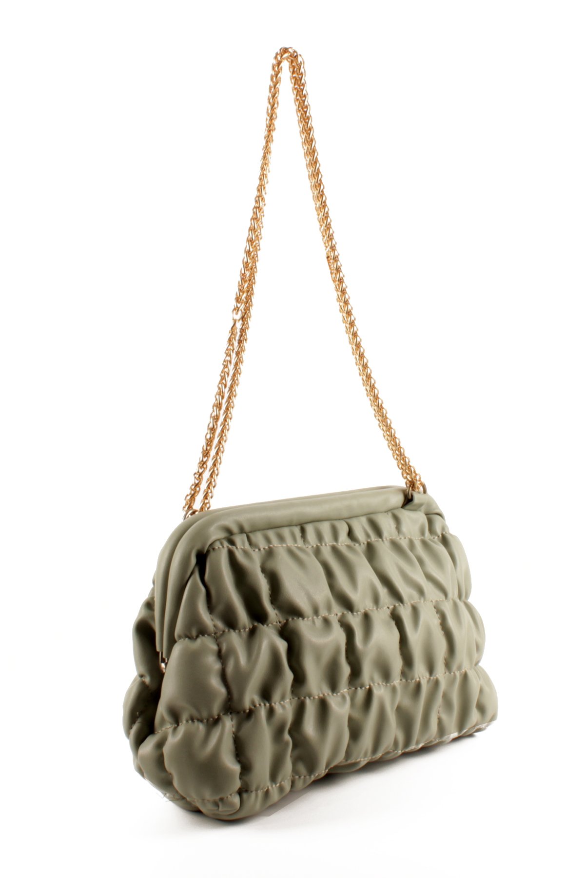 LWE10759-MintYTalhaLuwwe Bag'sKadın Kalın Zincir Askılı Burslu Kırışık Kapitoneli Omuz ve Abiye Çanta (10759)