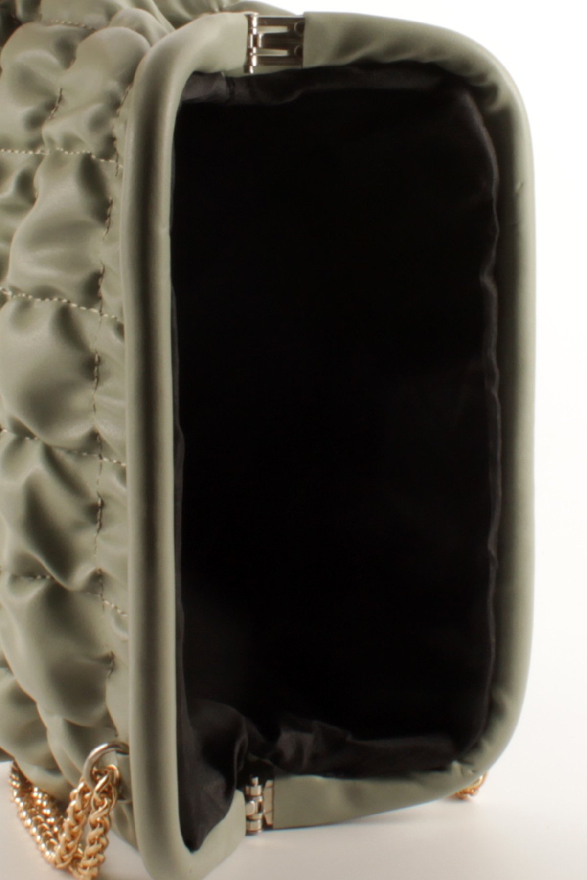 LWE10759-MintYTalhaLuwwe Bag'sKadın Kalın Zincir Askılı Burslu Kırışık Kapitoneli Omuz ve Abiye Çanta (10759)