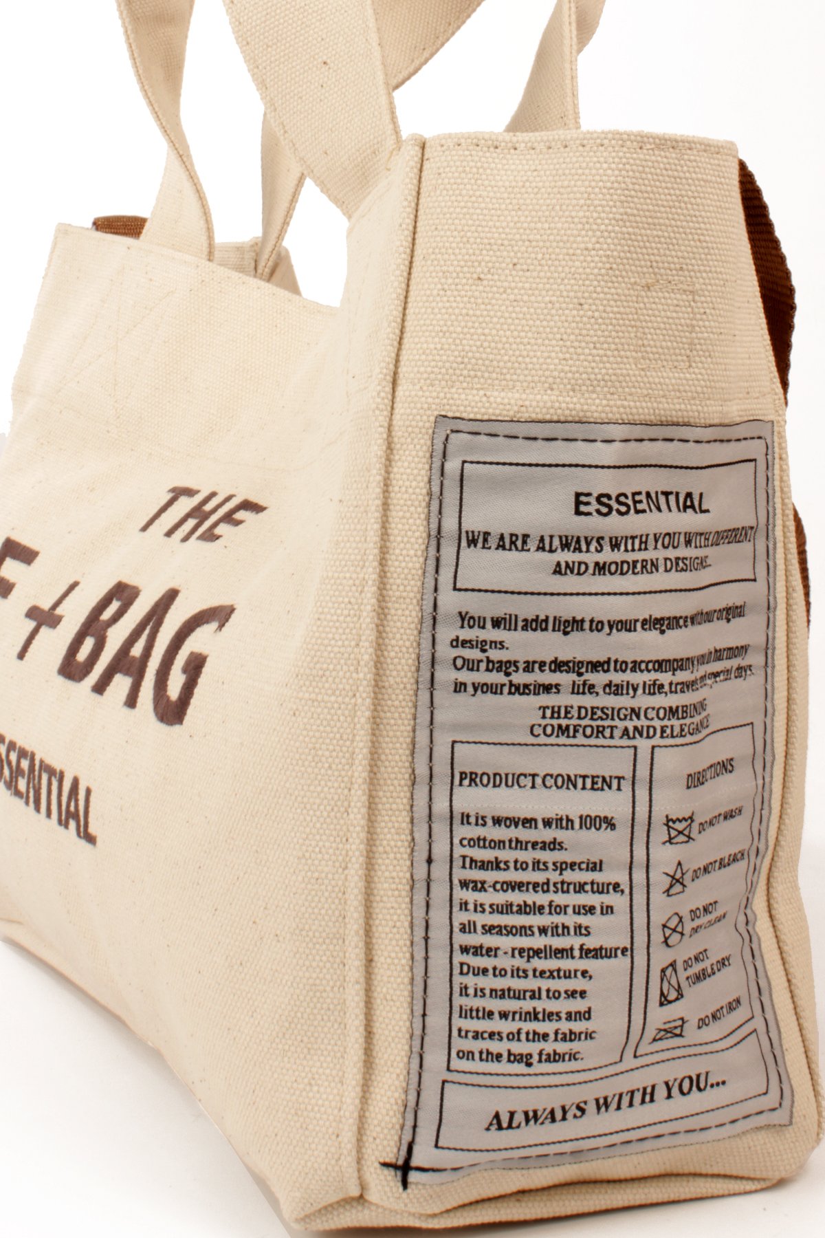 LWE10841-KrmTalhaLuwwe Bag'sKadın Kanvas Salaş Tarz Yazı Detaylı Omuz Askılı Çıt Çıt Kapama Büyük Boy El-Omuz Tote Çanta (10841)