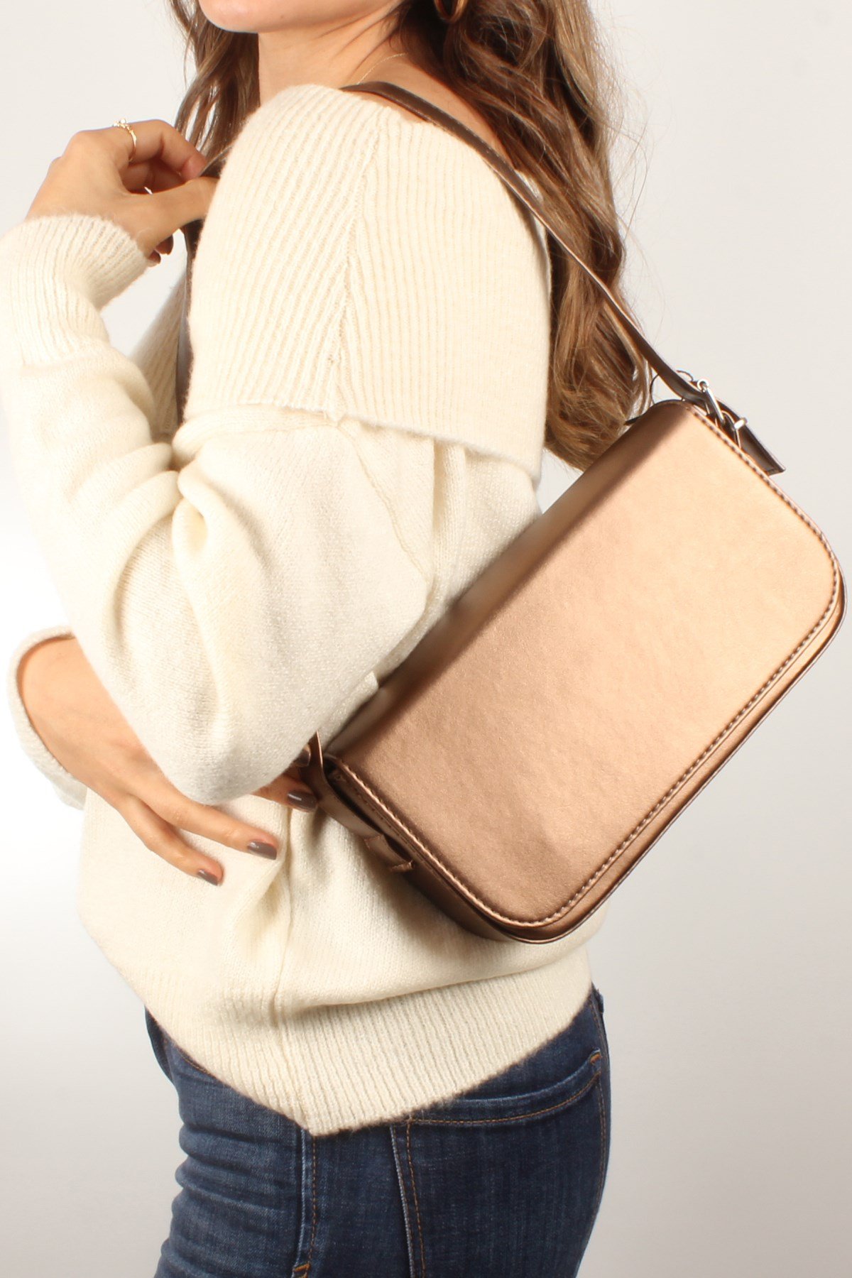 LWE10421-SLuwweLuwwe Bag'sKadın Kapaklı Kalıp Baget Çanta (10421)