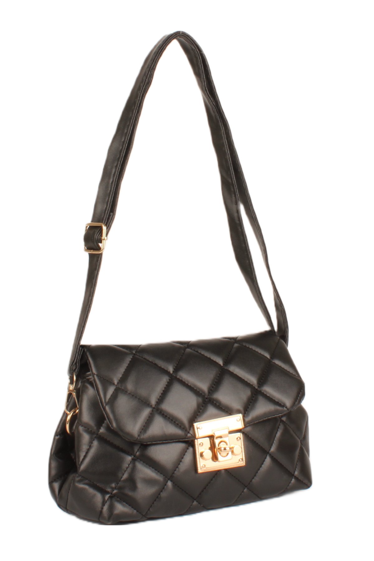 LWE20744-SyhTalhaLuwwe Bag'sKadın Kapitoneli Kilit Kapaklı Omuz Çantası (20744)