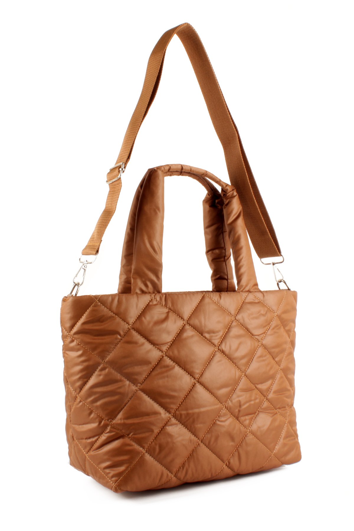 LWE10757-SyhTalhaLuwwe Bag'sKadın Kapitoneli Paraşüt Kumaş Çapraz Askılı Şişme Puf El ve Omuz Çantası (10757)