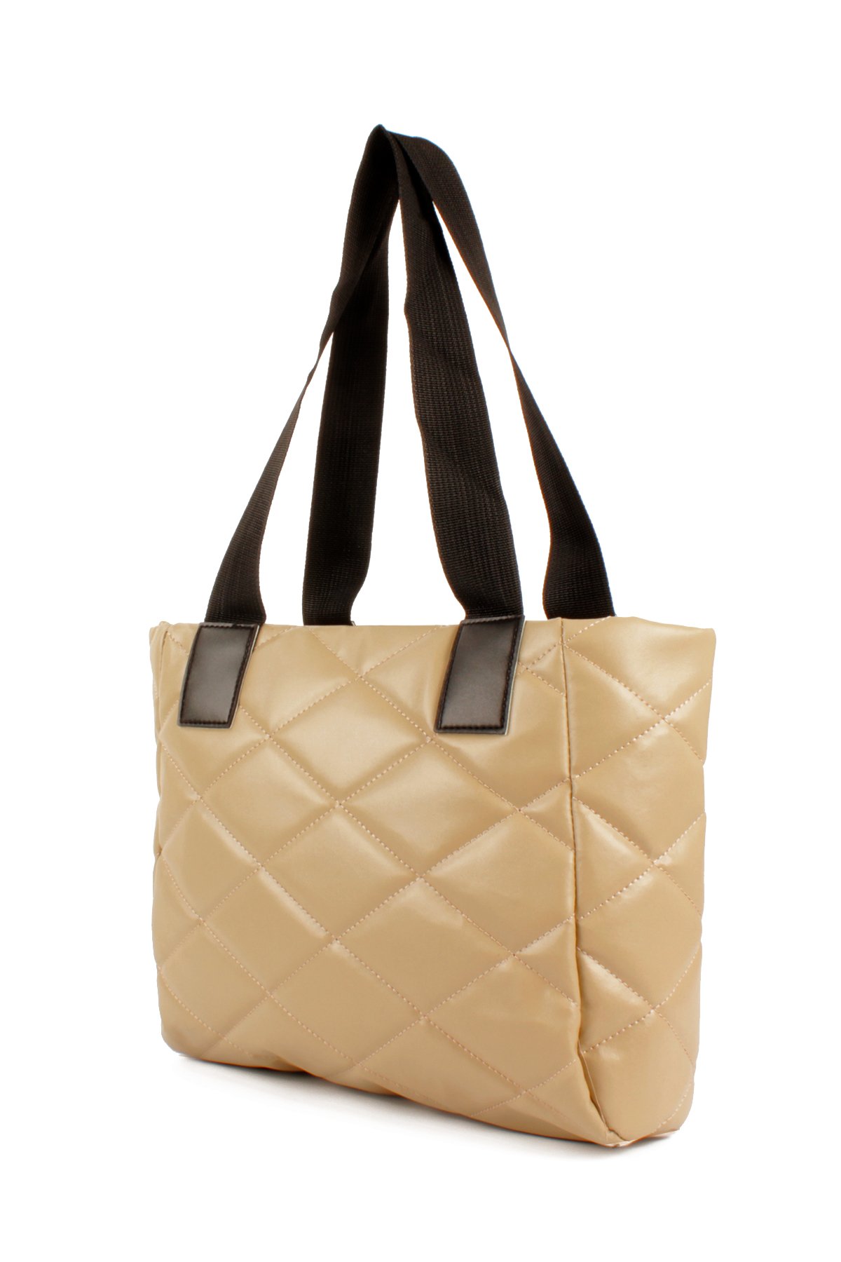 LWE20776-SyhTalhaLuwwe Bag'sKadın Kapitoneli Yazı Detaylı Şişme Tarz Kolon Askılı Tote Omuz Çanta (20776)