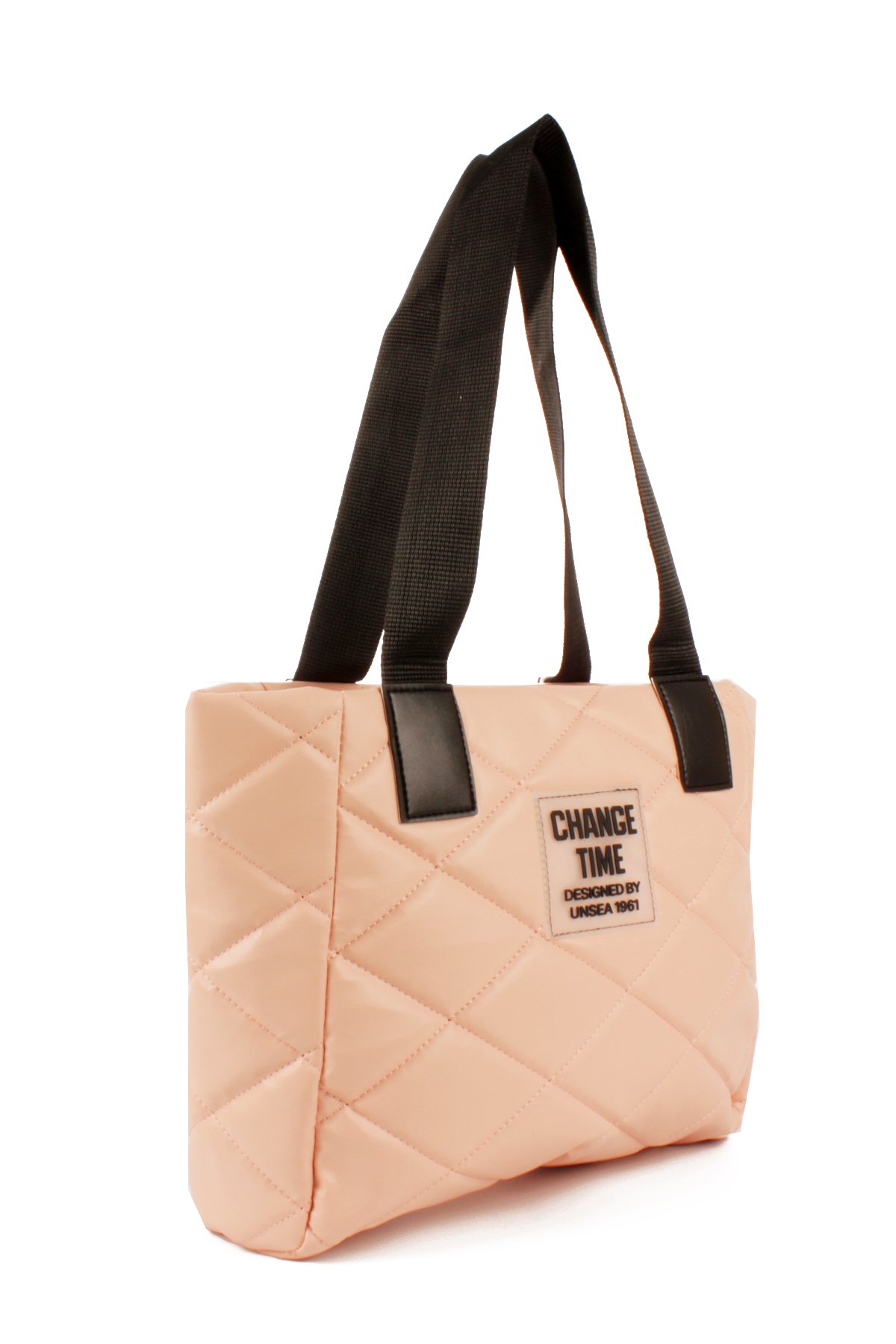 LWE20776-SyhTalhaLuwwe Bag'sKadın Kapitoneli Yazı Detaylı Şişme Tarz Kolon Askılı Tote Omuz Çanta (20776)