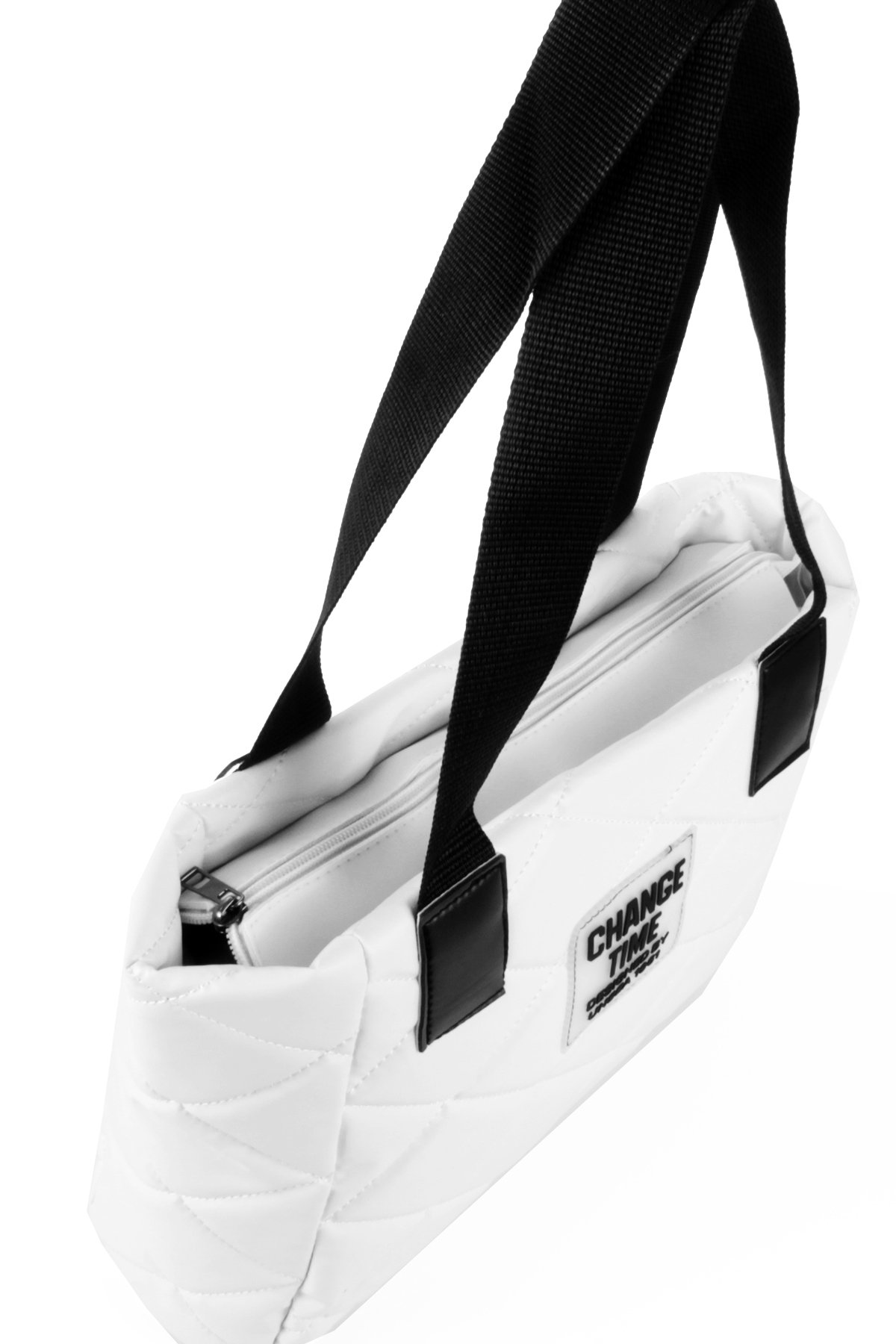 LWE20776-SyhTalhaLuwwe Bag'sKadın Kapitoneli Yazı Detaylı Şişme Tarz Kolon Askılı Tote Omuz Çanta (20776)