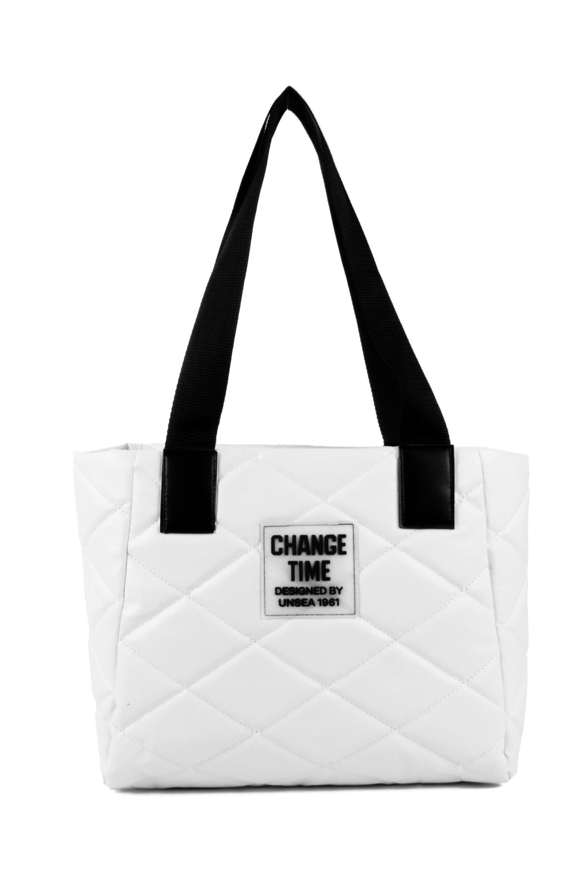 LWE20776-SyhTalhaLuwwe Bag'sKadın Kapitoneli Yazı Detaylı Şişme Tarz Kolon Askılı Tote Omuz Çanta (20776)