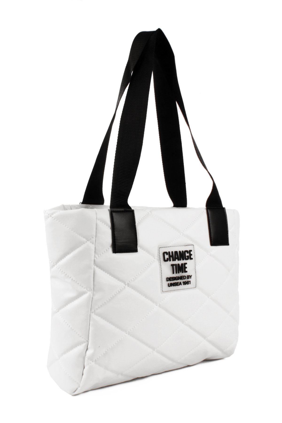 LWE20776-SyhTalhaLuwwe Bag'sKadın Kapitoneli Yazı Detaylı Şişme Tarz Kolon Askılı Tote Omuz Çanta (20776)