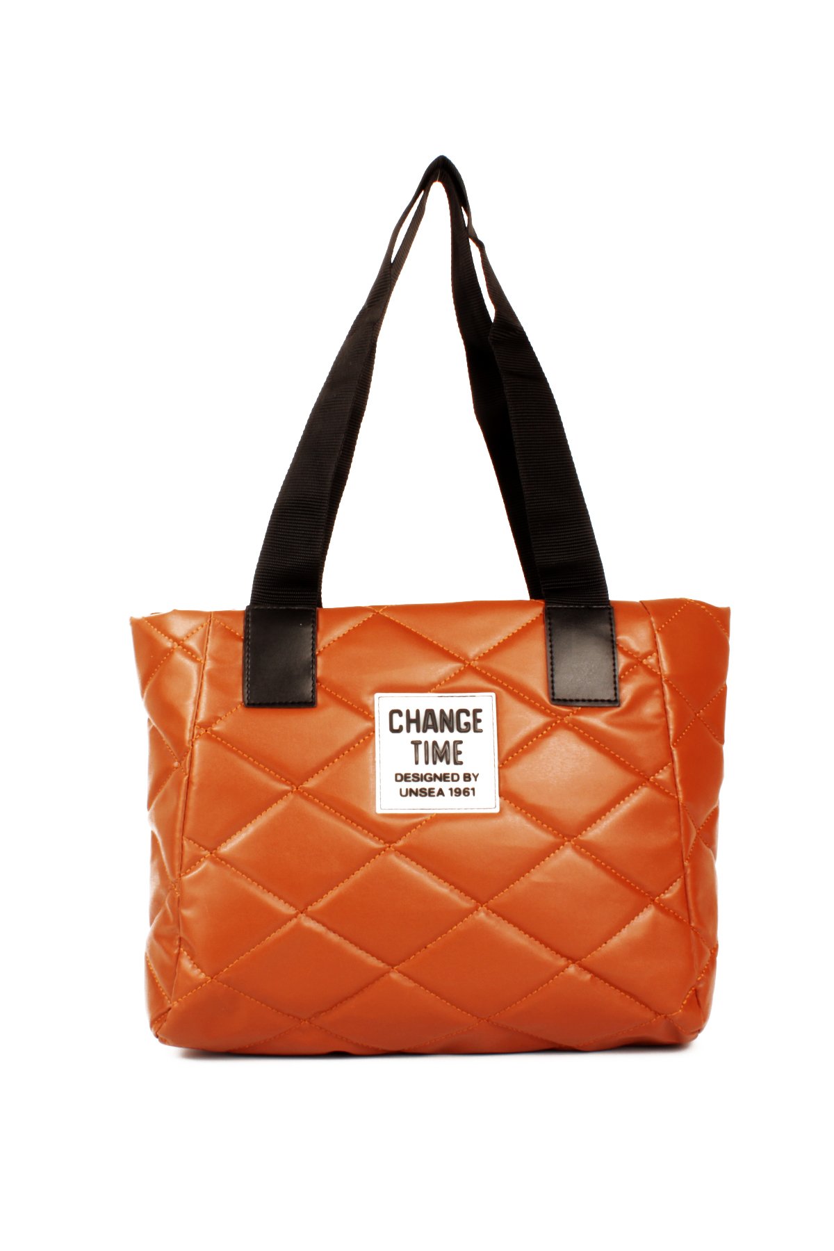 LWE20776-SyhLuwweBagsLuwwe Bag'sKadın Kapitoneli Yazı Detaylı Şişme Tarz Kolon Askılı Tote Omuz Çanta (20776)