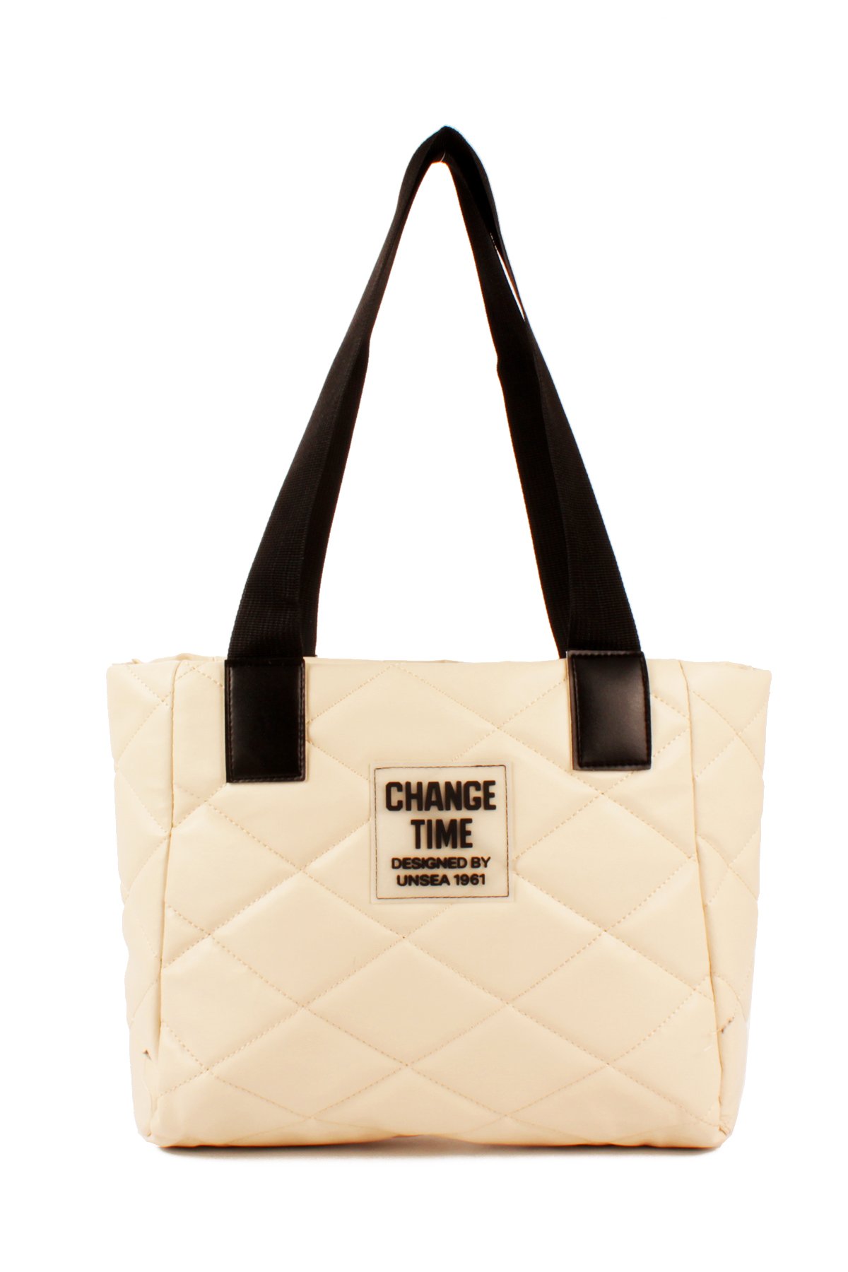 LWE20776-SyhTalhaLuwwe Bag'sKadın Kapitoneli Yazı Detaylı Şişme Tarz Kolon Askılı Tote Omuz Çanta (20776)