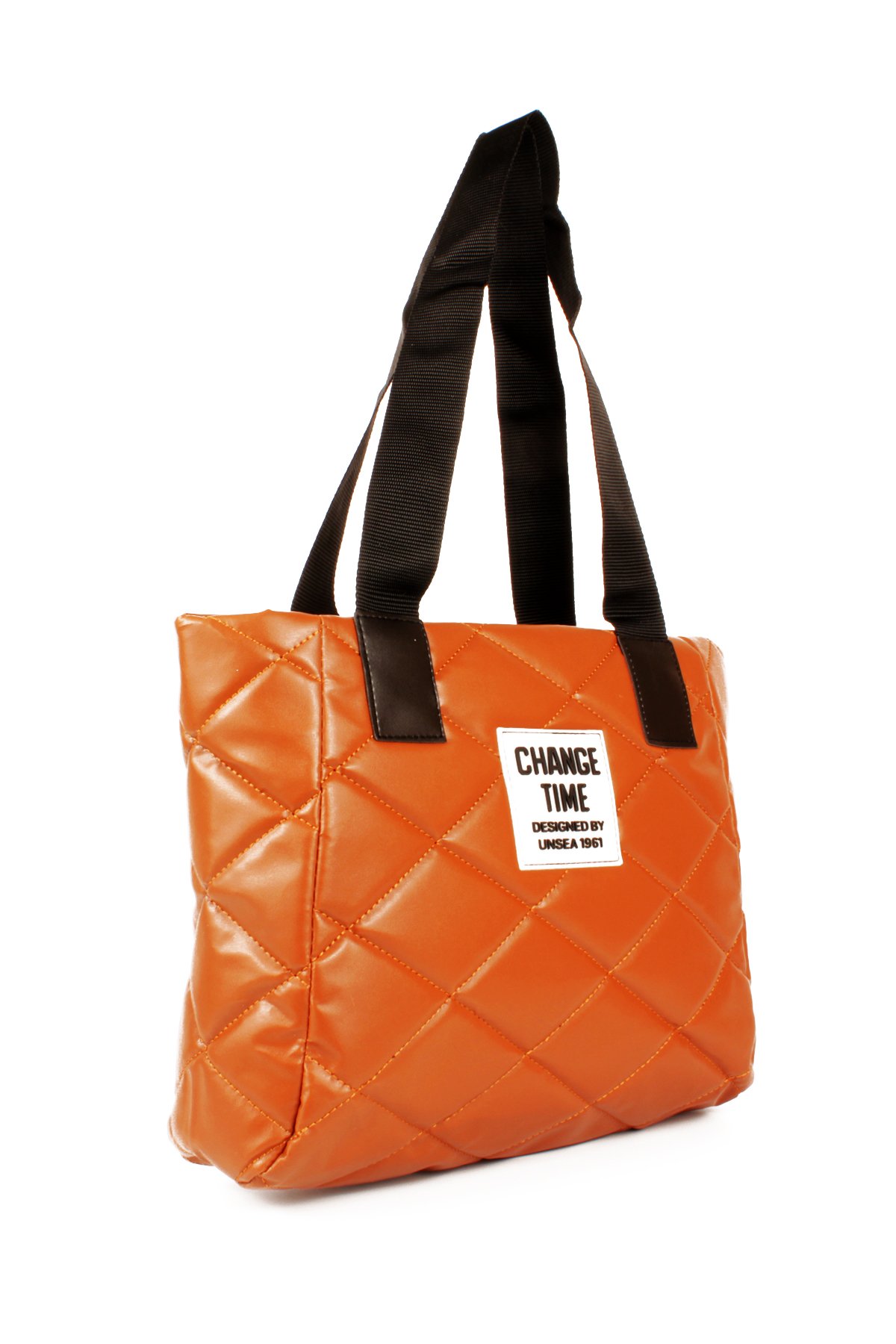 LWE20776-SyhLuwweBagsLuwwe Bag'sKadın Kapitoneli Yazı Detaylı Şişme Tarz Kolon Askılı Tote Omuz Çanta (20776)