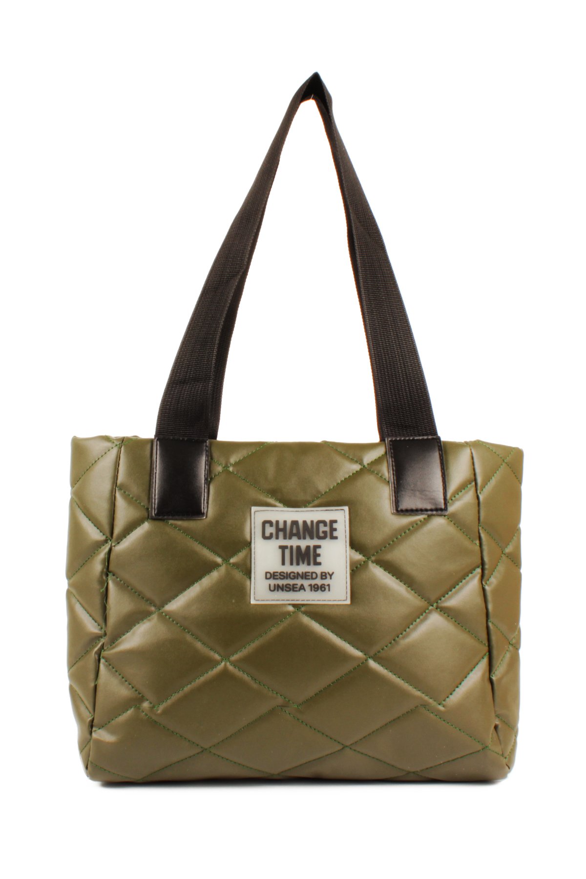 LWE20776-SyhTalhaLuwwe Bag'sKadın Kapitoneli Yazı Detaylı Şişme Tarz Kolon Askılı Tote Omuz Çanta (20776)