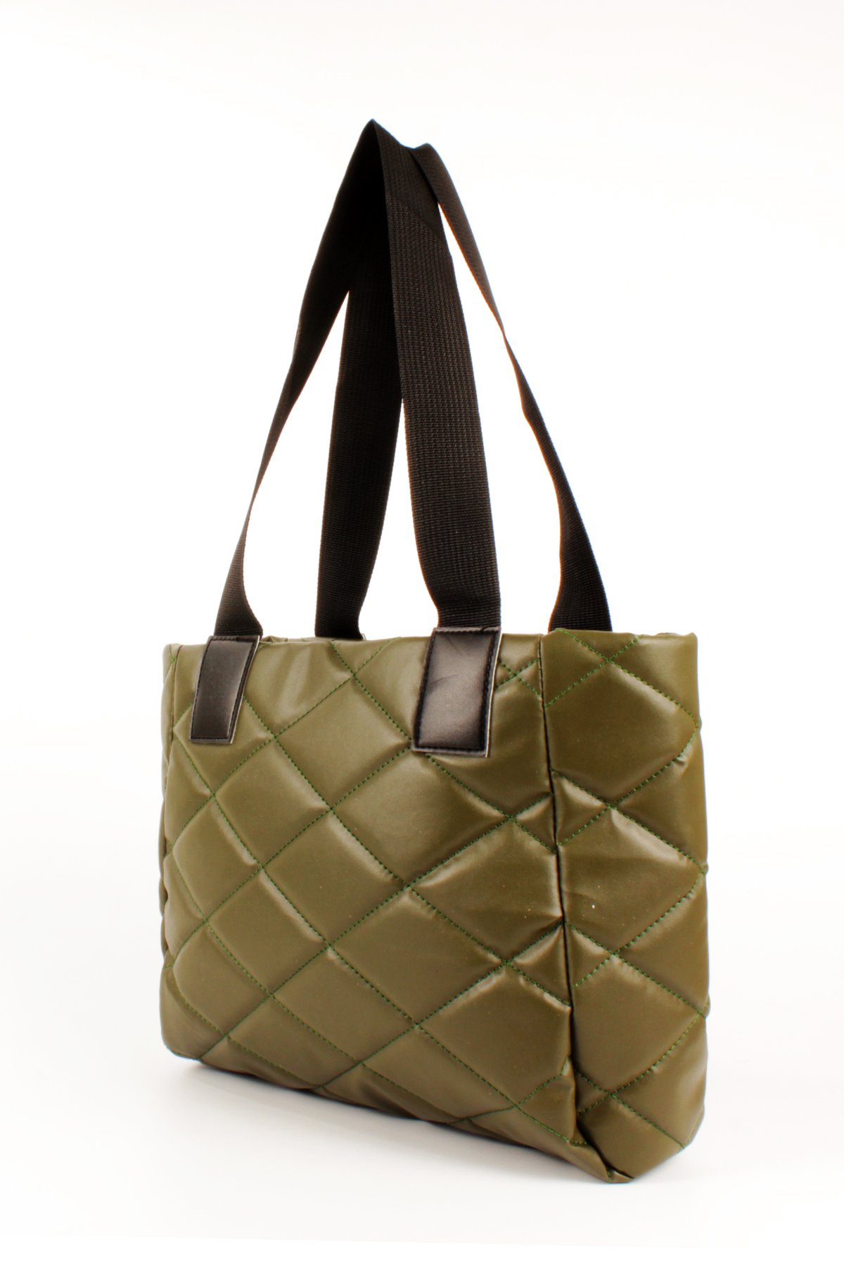 LWE20776-SyhTalhaLuwwe Bag'sKadın Kapitoneli Yazı Detaylı Şişme Tarz Kolon Askılı Tote Omuz Çanta (20776)