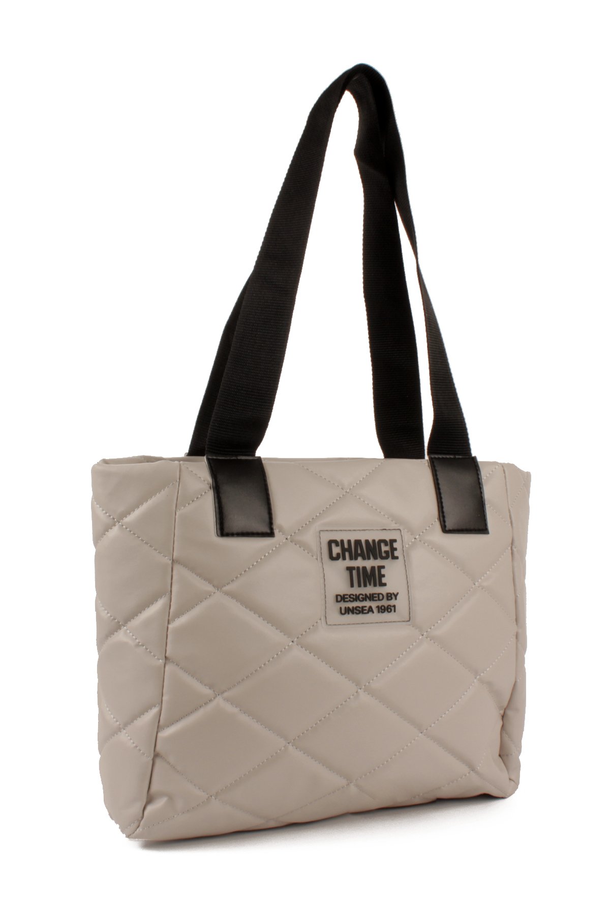 LWE20776-SyhTalhaLuwwe Bag'sKadın Kapitoneli Yazı Detaylı Şişme Tarz Kolon Askılı Tote Omuz Çanta (20776)