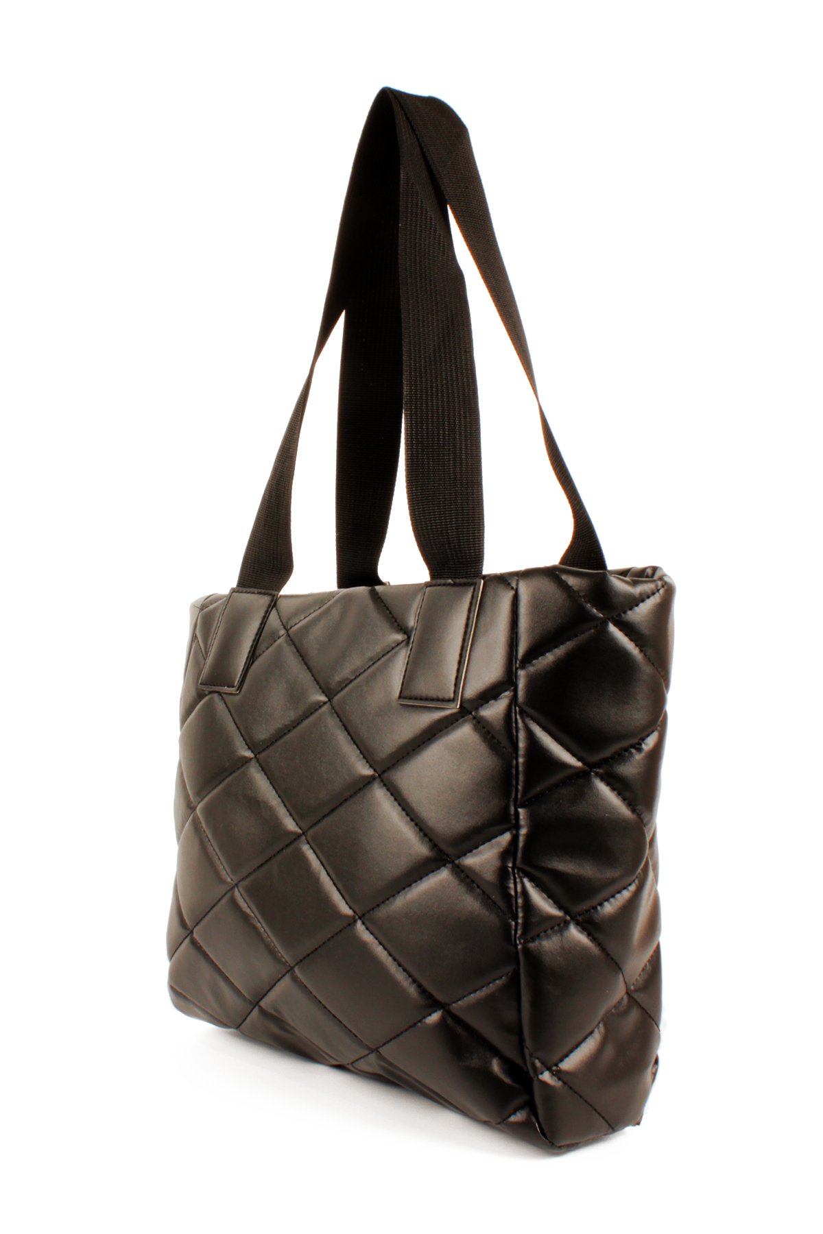 LWE20776-SyhTalhaLuwwe Bag'sKadın Kapitoneli Yazı Detaylı Şişme Tarz Kolon Askılı Tote Omuz Çanta (20776)