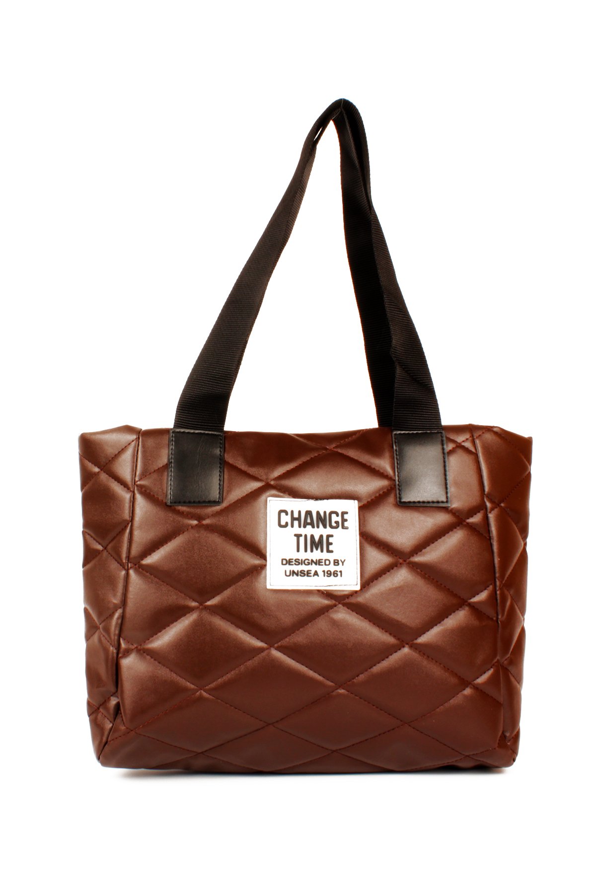 LWE20776-SyhLuwweBagsLuwwe Bag'sKadın Kapitoneli Yazı Detaylı Şişme Tarz Kolon Askılı Tote Omuz Çanta (20776)