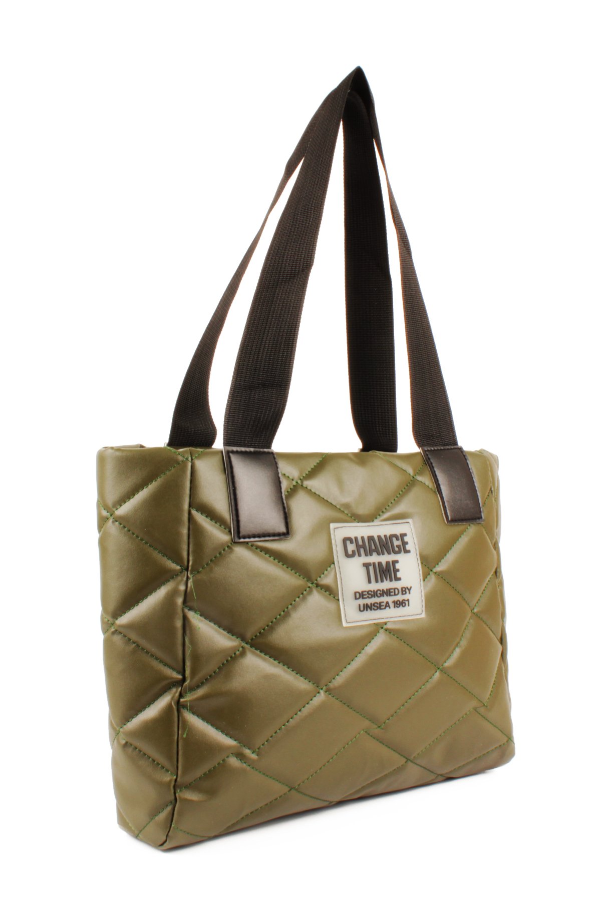 LWE20776-SyhTalhaLuwwe Bag'sKadın Kapitoneli Yazı Detaylı Şişme Tarz Kolon Askılı Tote Omuz Çanta (20776)