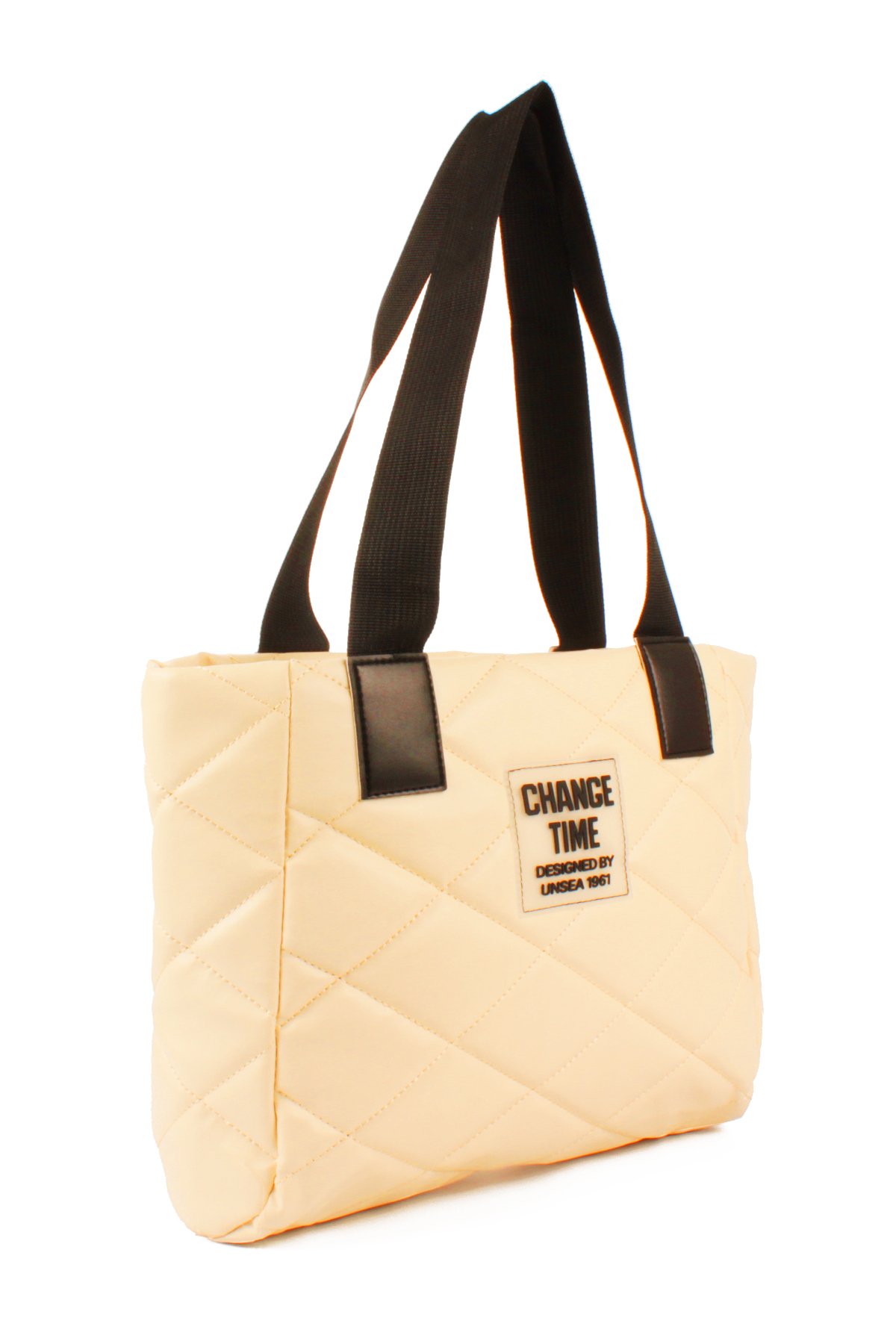 LWE20776-SyhTalhaLuwwe Bag'sKadın Kapitoneli Yazı Detaylı Şişme Tarz Kolon Askılı Tote Omuz Çanta (20776)