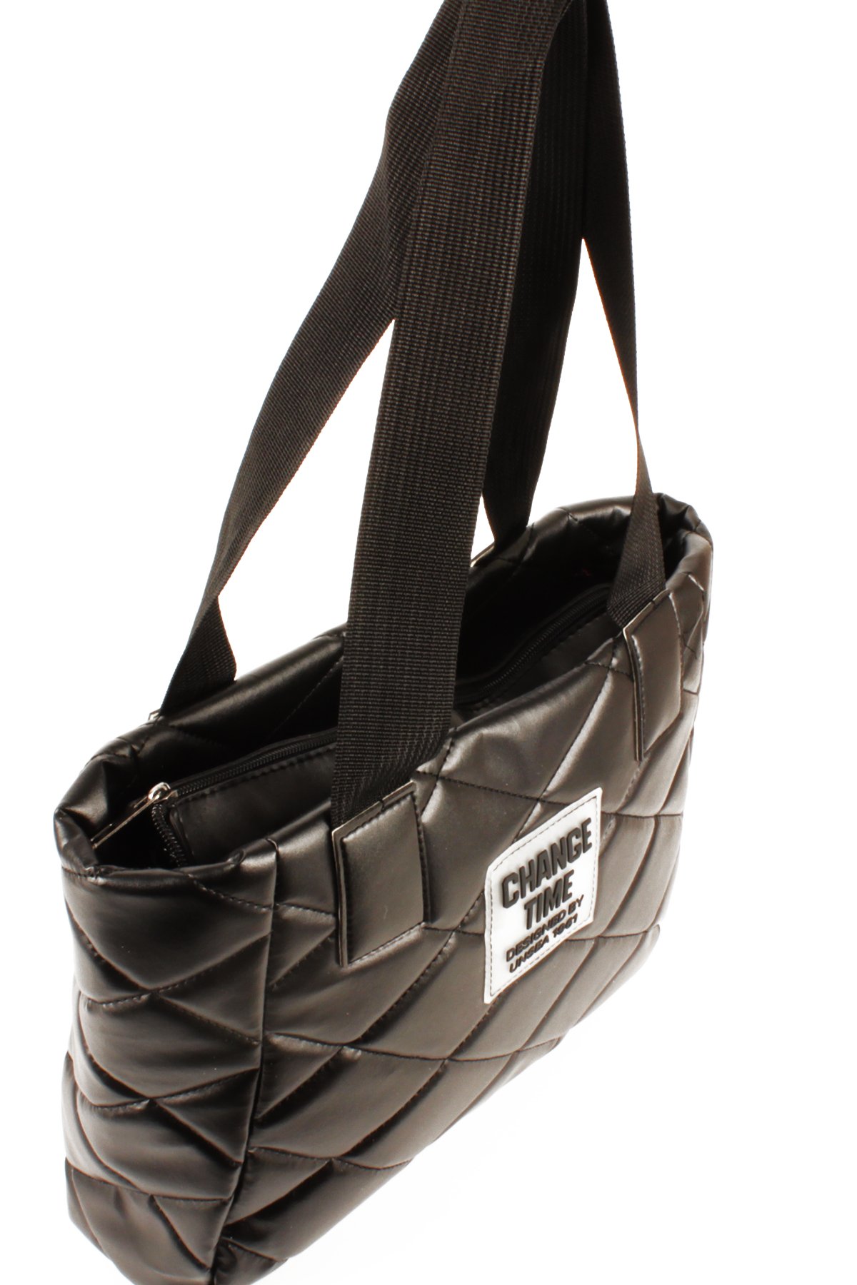 LWE20776-SyhTalhaLuwwe Bag'sKadın Kapitoneli Yazı Detaylı Şişme Tarz Kolon Askılı Tote Omuz Çanta (20776)