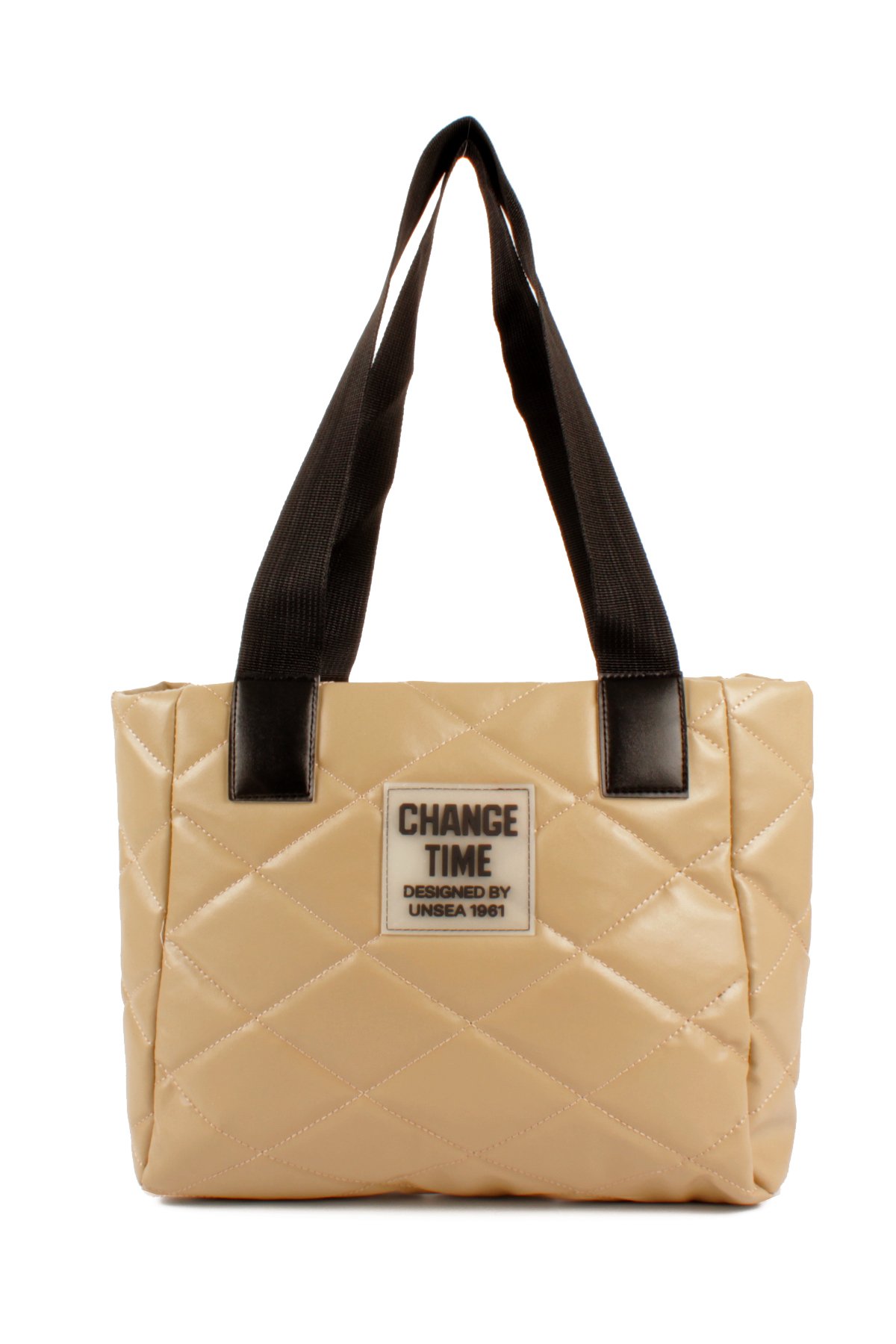 LWE20776-SyhTalhaLuwwe Bag'sKadın Kapitoneli Yazı Detaylı Şişme Tarz Kolon Askılı Tote Omuz Çanta (20776)