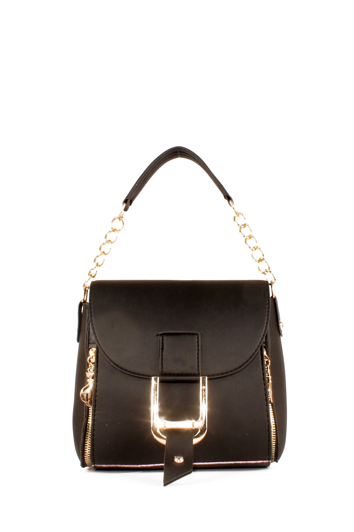 LWE20630-SyhTalhaLuwwe Bag'sKadın Kemer ve Fermuar Detaylı Çift Kapamalı Zincir El Askılı Omuz ve El Çantası (20630)