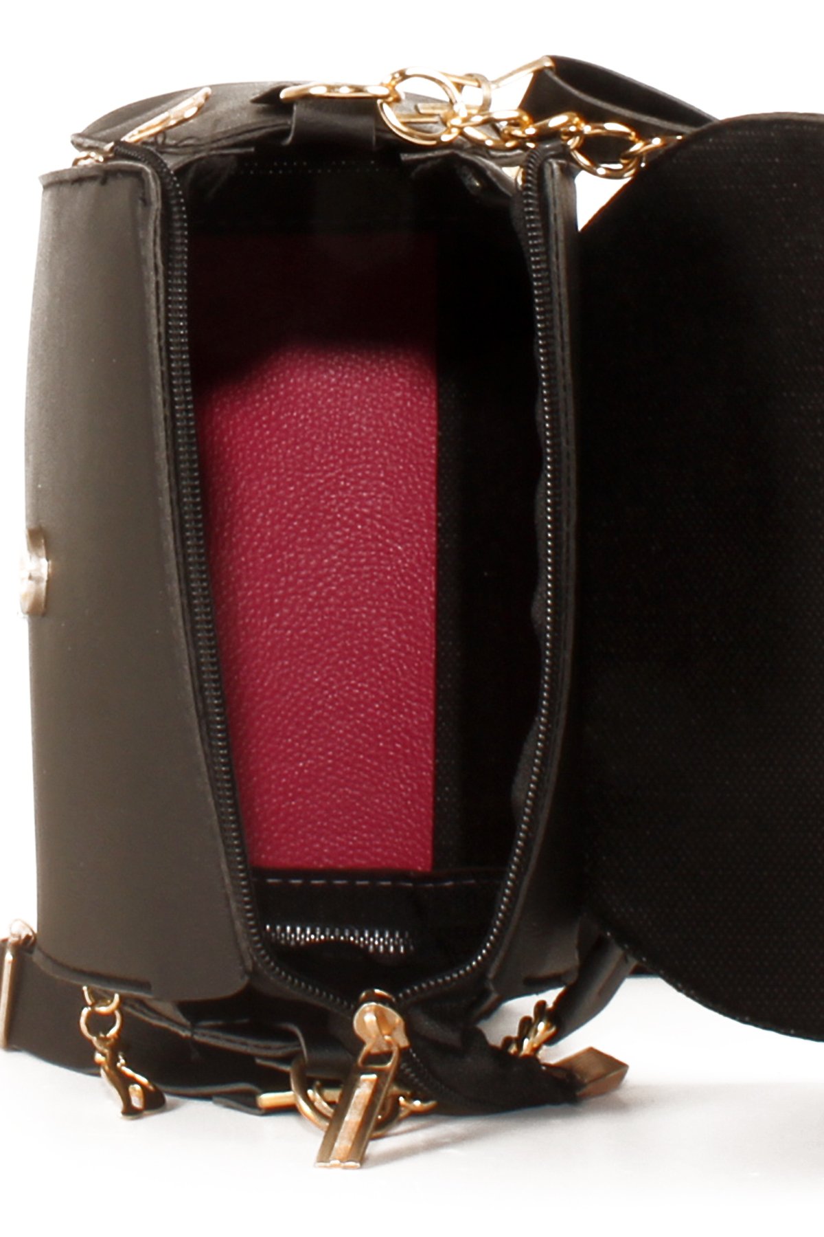 LWE20630-SyhTalhaLuwwe Bag'sKadın Kemer ve Fermuar Detaylı Çift Kapamalı Zincir El Askılı Omuz ve El Çantası (20630)