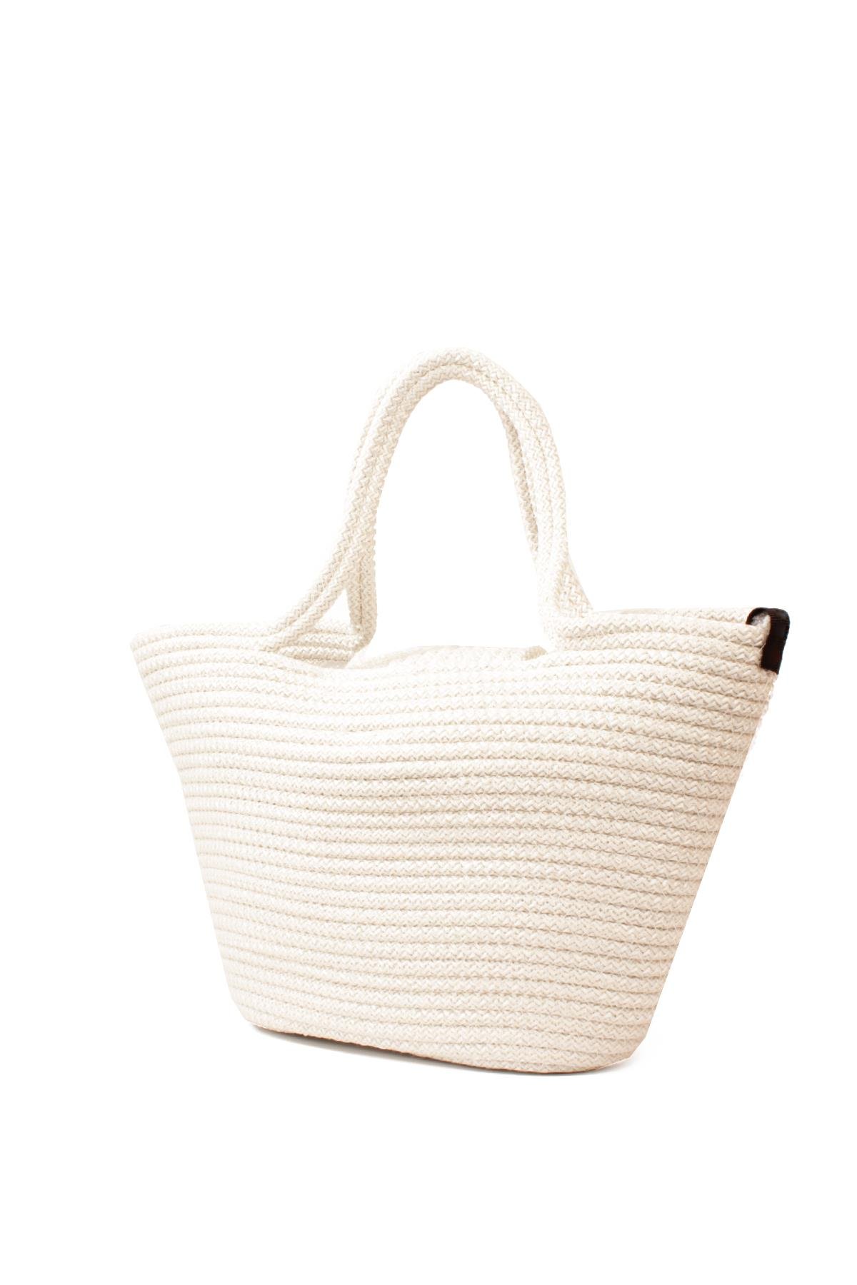 LWE1819-SyhMaviLuwwe Bag'sKadın Kilitli Kapak Orta Boy Dokuma Hasır Günlük ve Plaj Kol Çantası (1819)