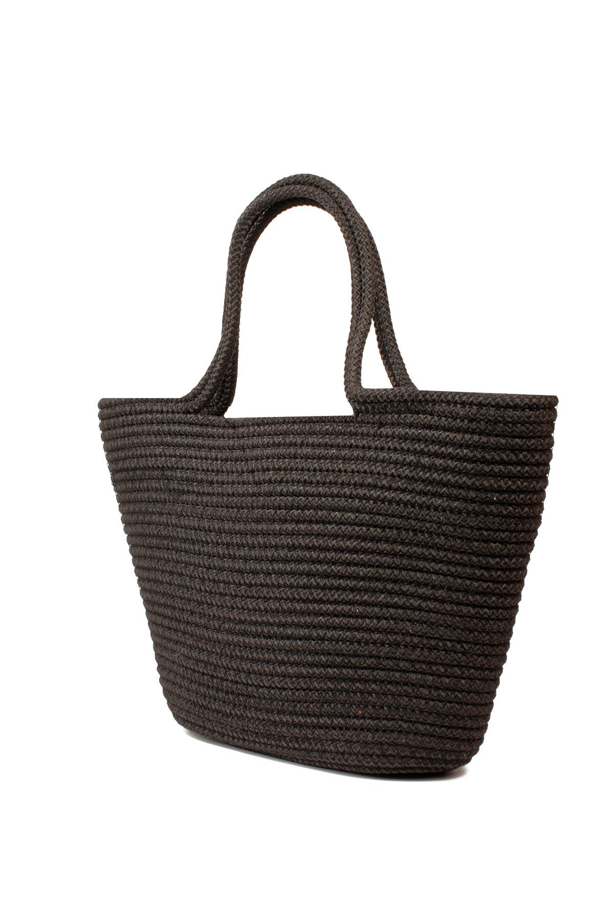 LWE1819-SyhMaviLuwwe Bag'sKadın Kilitli Kapak Orta Boy Dokuma Hasır Günlük ve Plaj Kol Çantası (1819)