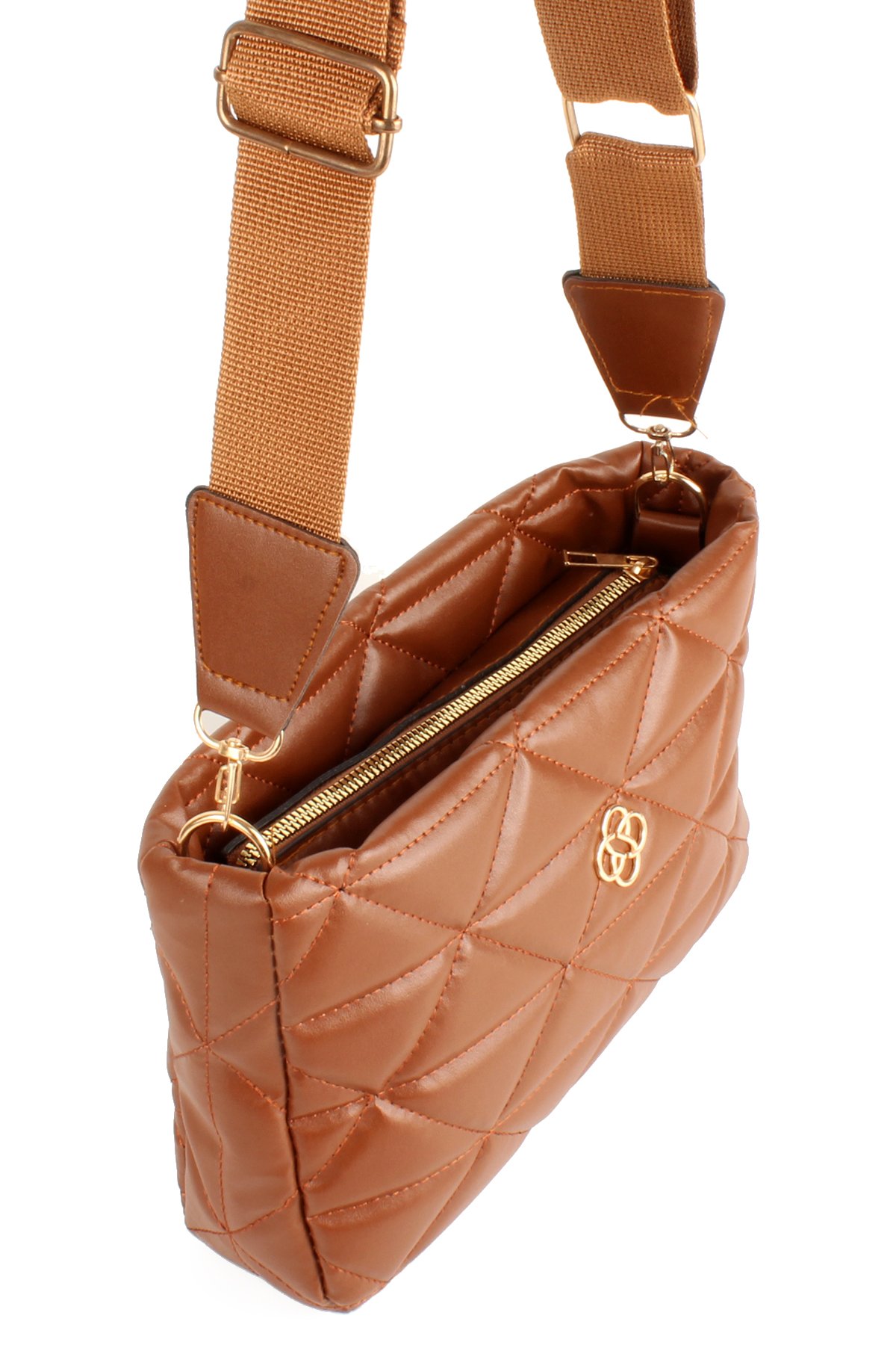 LWE20732-SyhTalhaLuwwe Bag'sKadın Kolon Askılı Kapitoneli Nakışlı Yonca Detaylı Omuz Çantası (20732)