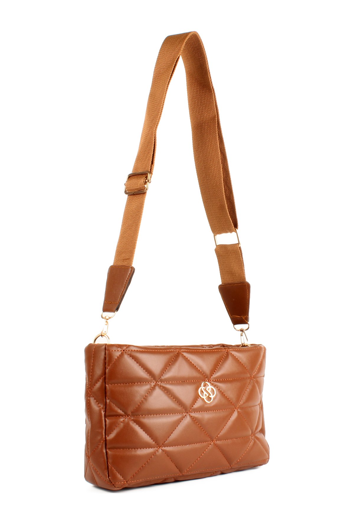 LWE20732-SyhTalhaLuwwe Bag'sKadın Kolon Askılı Kapitoneli Nakışlı Yonca Detaylı Omuz Çantası (20732)