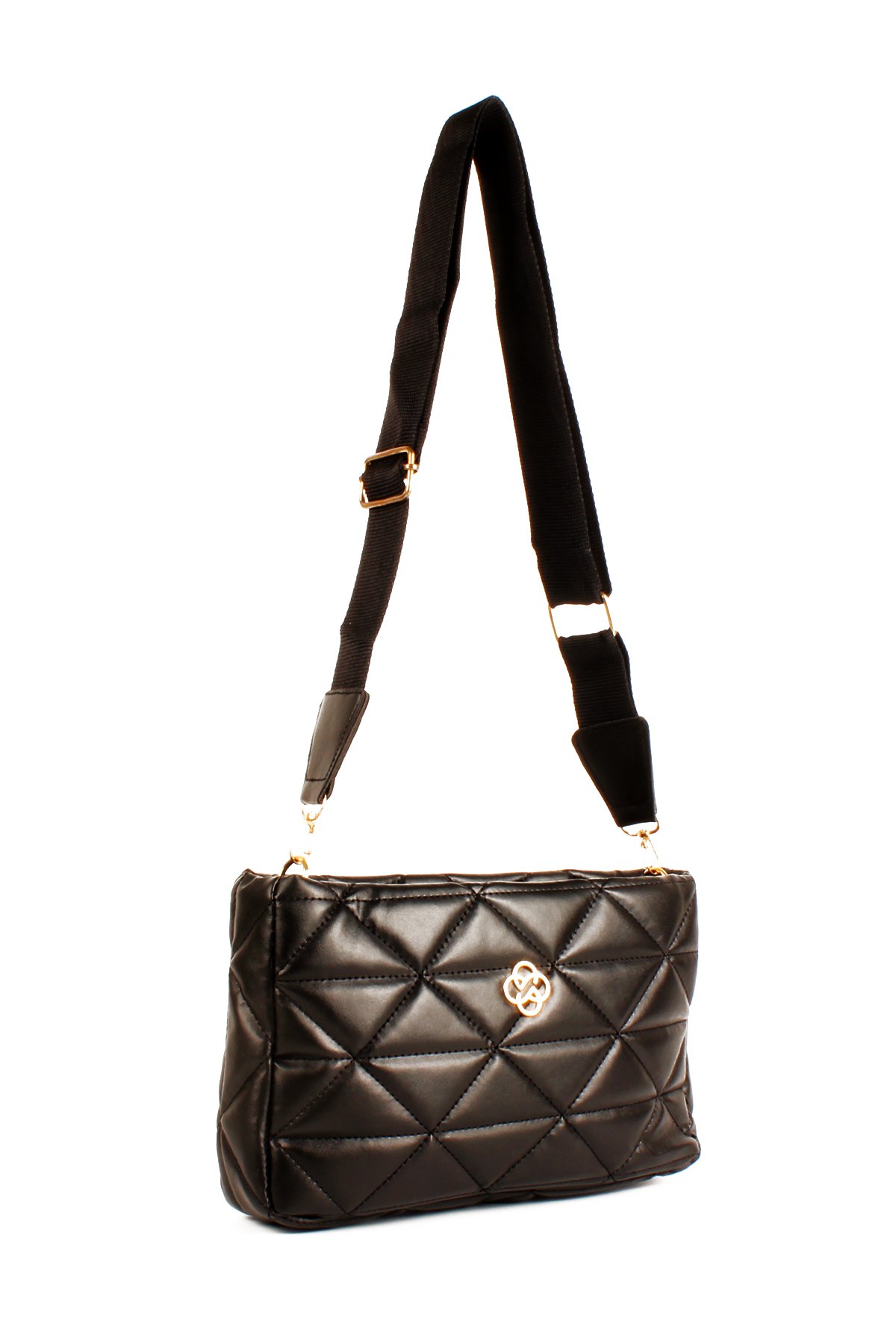 LWE20732-SyhTalhaLuwwe Bag'sKadın Kolon Askılı Kapitoneli Nakışlı Yonca Detaylı Omuz Çantası (20732)