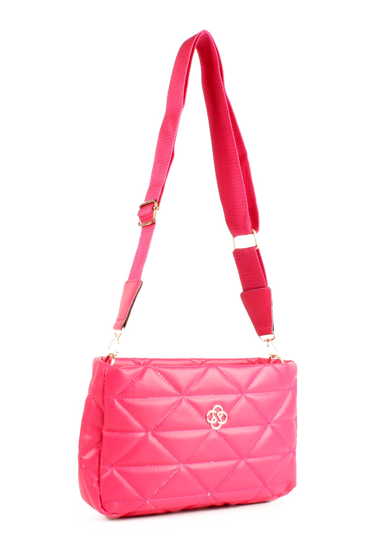 LWE20732-SyhTalhaLuwwe Bag'sKadın Kolon Askılı Kapitoneli Nakışlı Yonca Detaylı Omuz Çantası (20732)