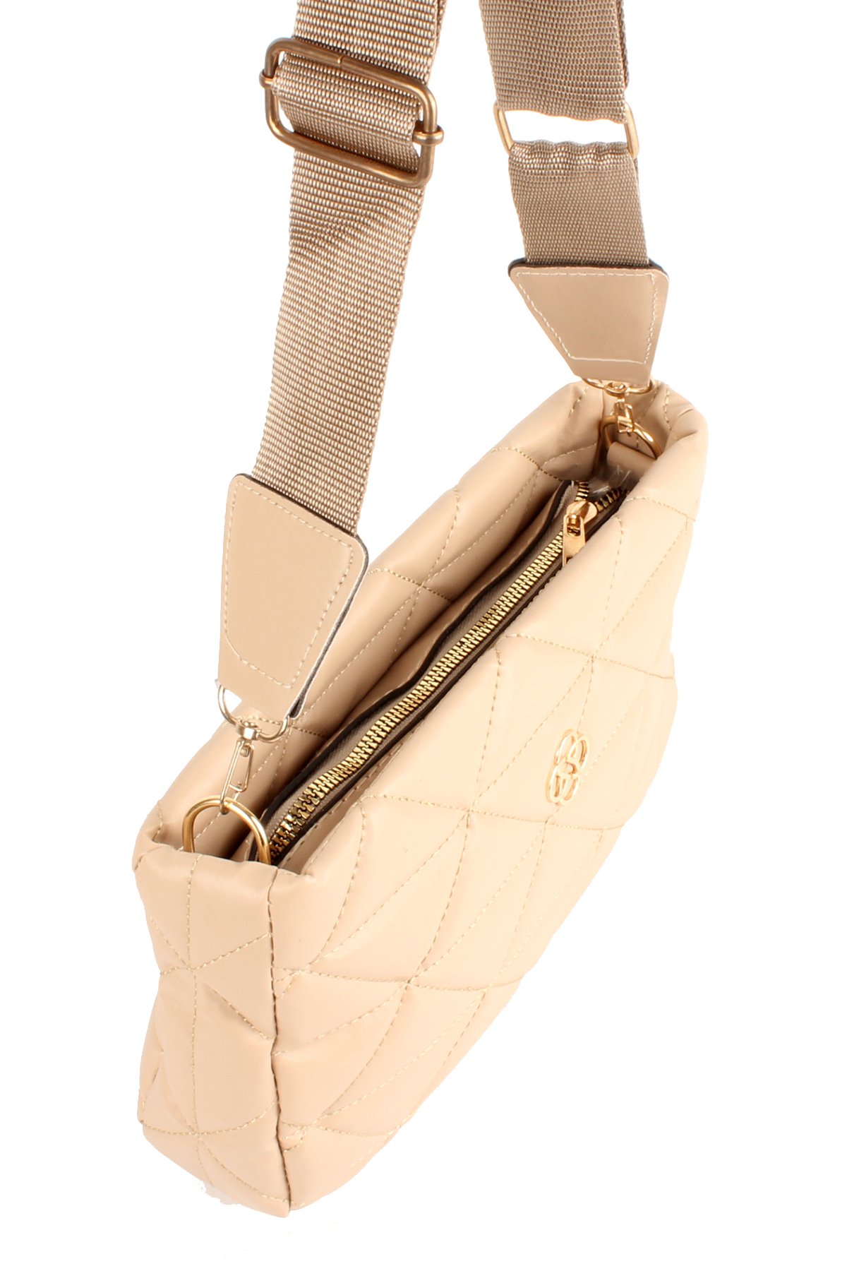 LWE20732-SyhTalhaLuwwe Bag'sKadın Kolon Askılı Kapitoneli Nakışlı Yonca Detaylı Omuz Çantası (20732)