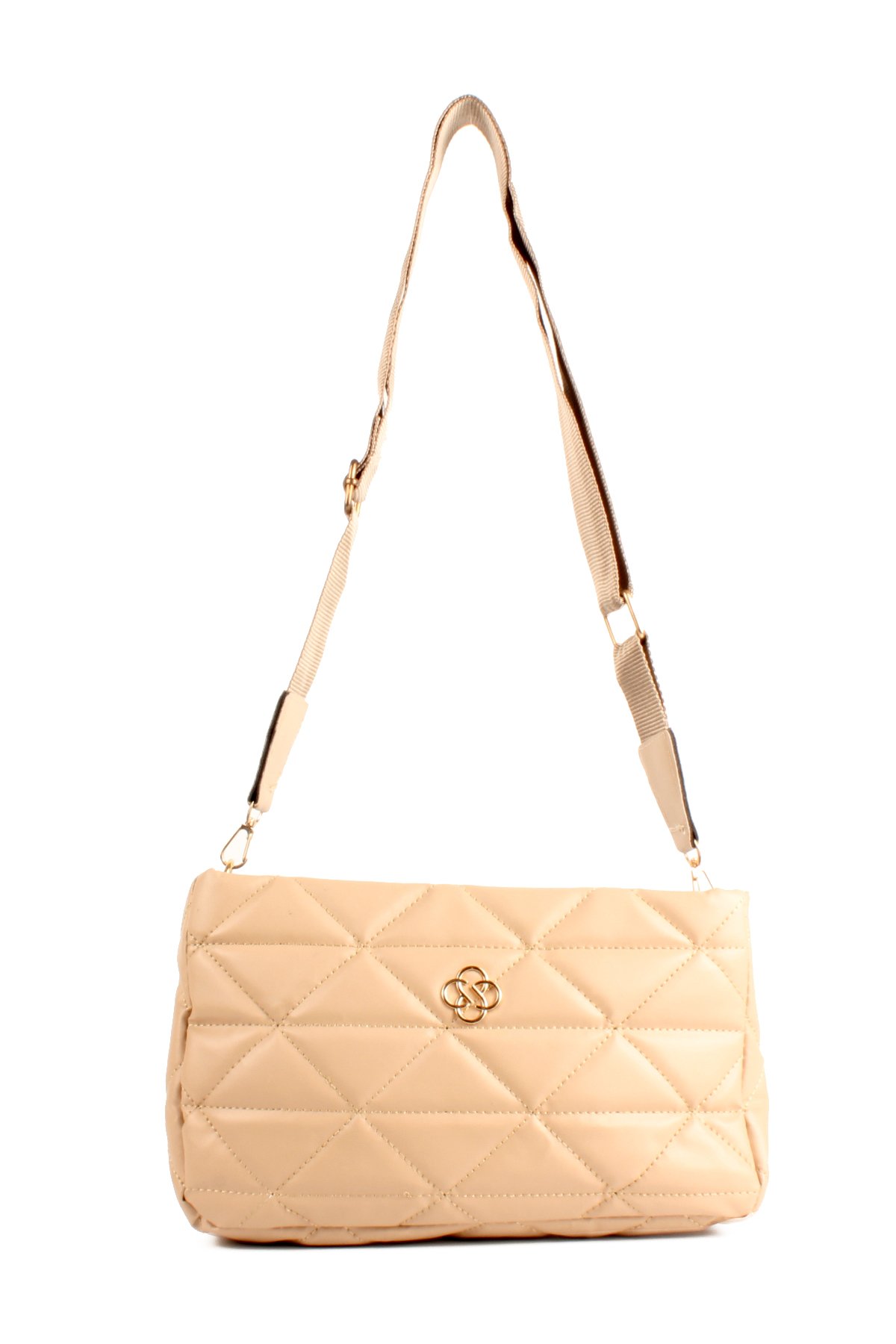 LWE20732-SyhTalhaLuwwe Bag'sKadın Kolon Askılı Kapitoneli Nakışlı Yonca Detaylı Omuz Çantası (20732)