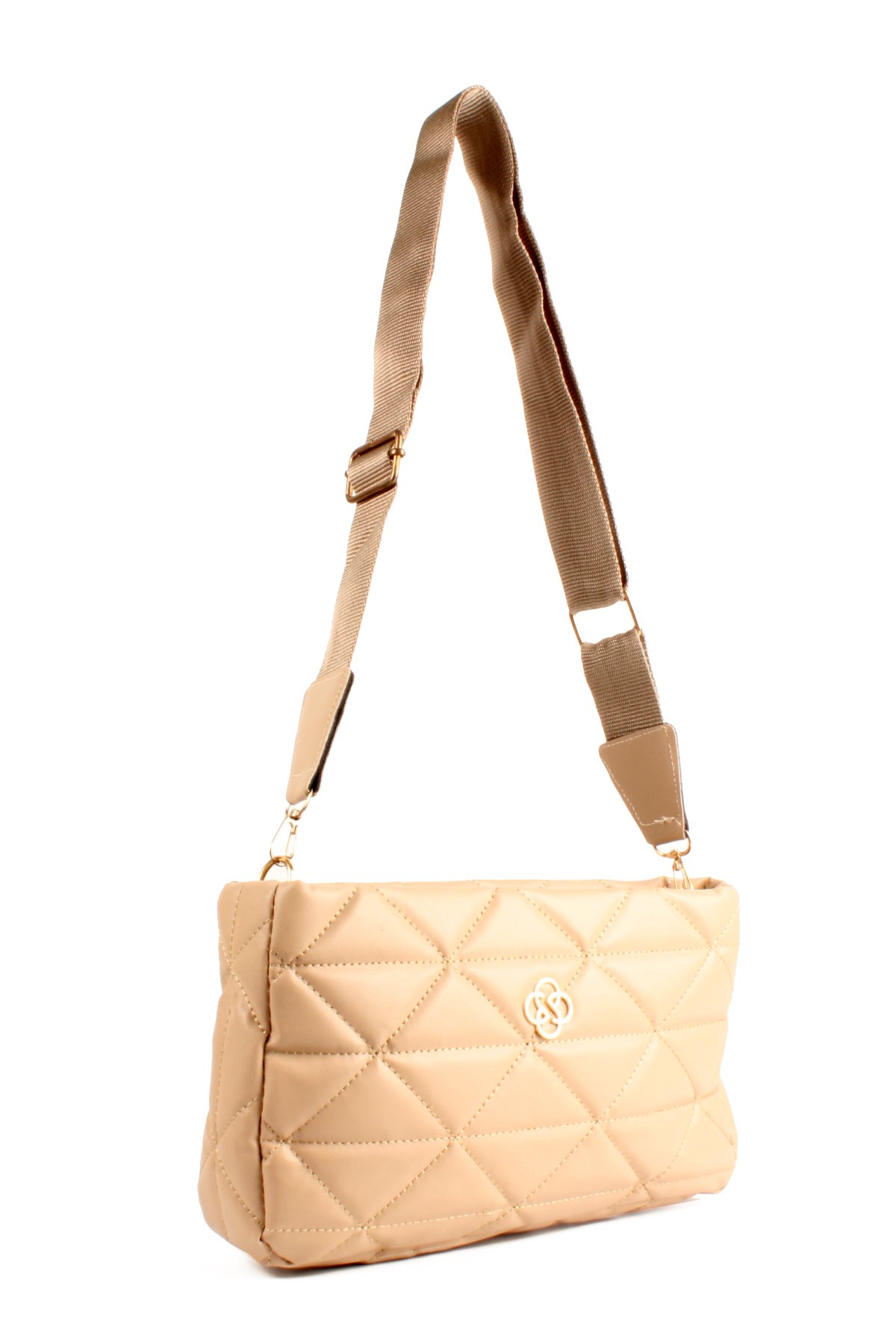 LWE20732-SyhTalhaLuwwe Bag'sKadın Kolon Askılı Kapitoneli Nakışlı Yonca Detaylı Omuz Çantası (20732)