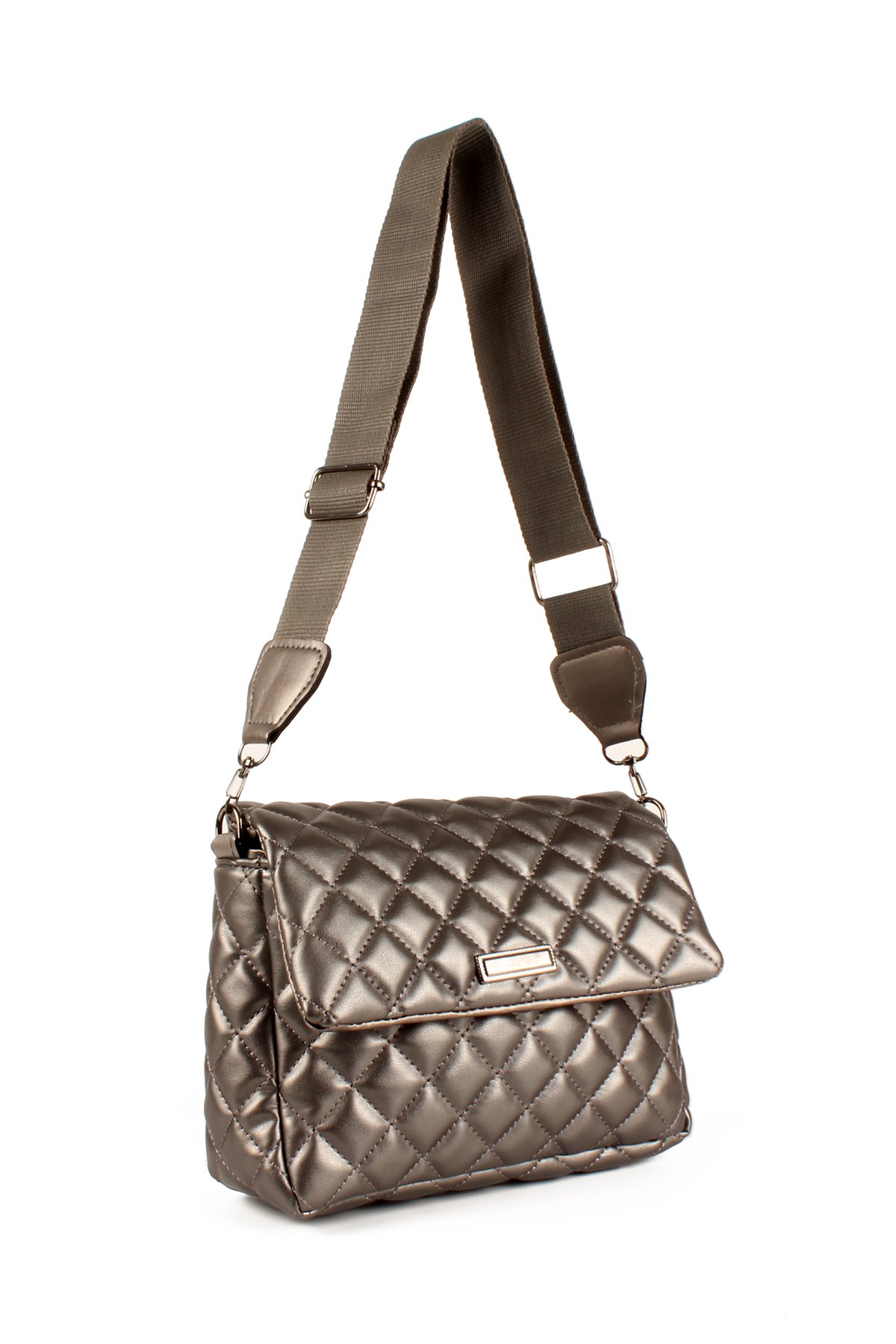 LWE20736-SyhTalhaLuwwe Bag'sKadın Kolon Askılı Kapitoneli Özel Nakışlı Kapaklı Omuz Çantası (20736)