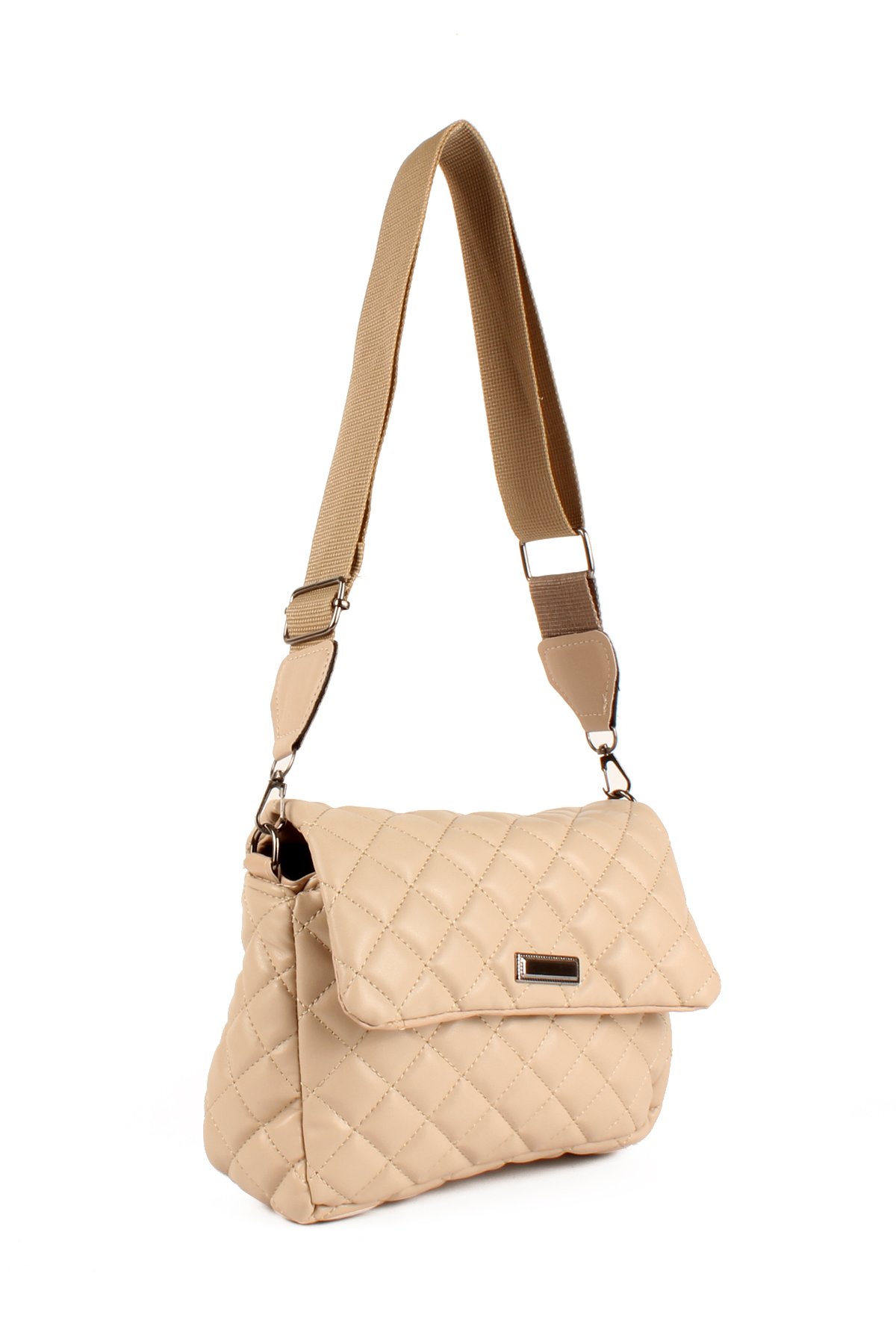 LWE20736-SyhTalhaLuwwe Bag'sKadın Kolon Askılı Kapitoneli Özel Nakışlı Kapaklı Omuz Çantası (20736)