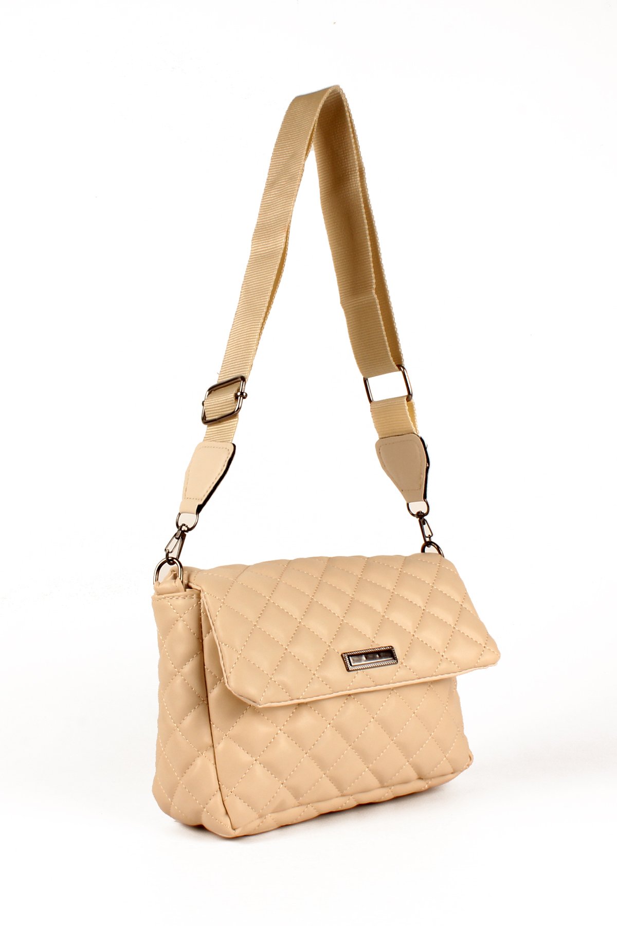 LWE20736-SyhTalhaLuwwe Bag'sKadın Kolon Askılı Kapitoneli Özel Nakışlı Kapaklı Omuz Çantası (20736)