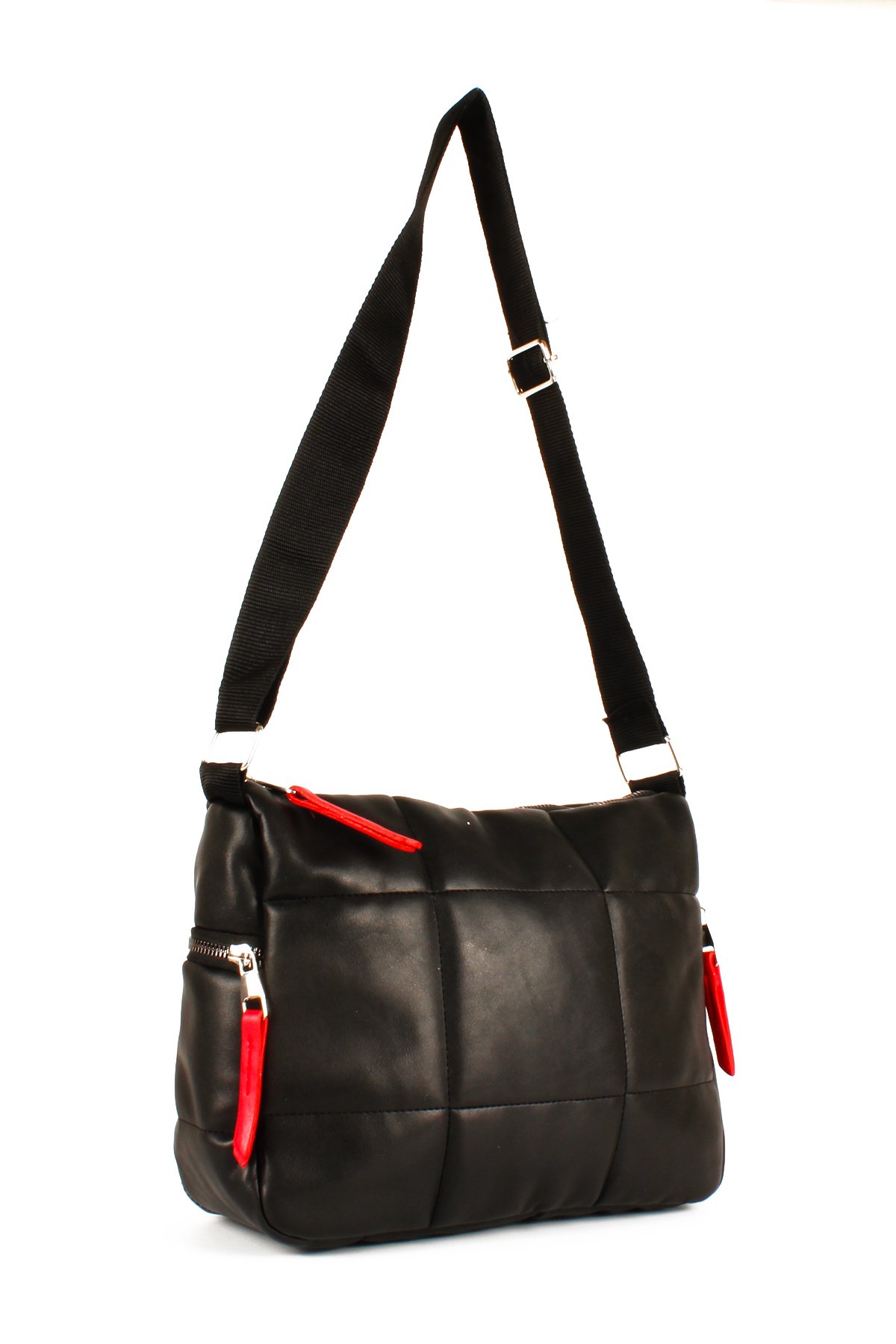 LWE1733-SyhTalhaLuwwe Bag'sKadın Kolon Askılı Yan Cepli Kapitoneli Nakışlı Orta Boy Omuz Çantası (1733)