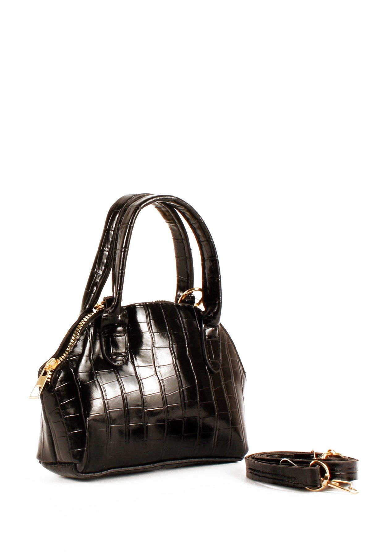 LWE20695-SyhTalhaLuwwe Bag'sKadın Kroko Deri Görünümlü Uzun Askılı El ve Omuz Çantası (20695)