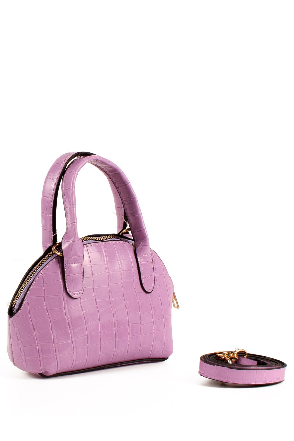 LWE20695-SyhTalhaLuwwe Bag'sKadın Kroko Deri Görünümlü Uzun Askılı El ve Omuz Çantası (20695)