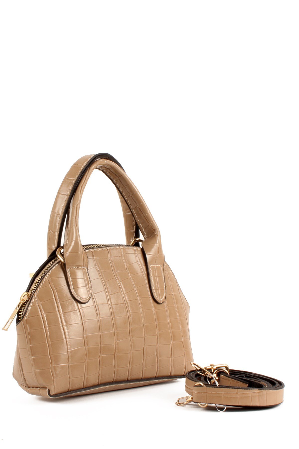 LWE20695-SyhTalhaLuwwe Bag'sKadın Kroko Deri Görünümlü Uzun Askılı El ve Omuz Çantası (20695)